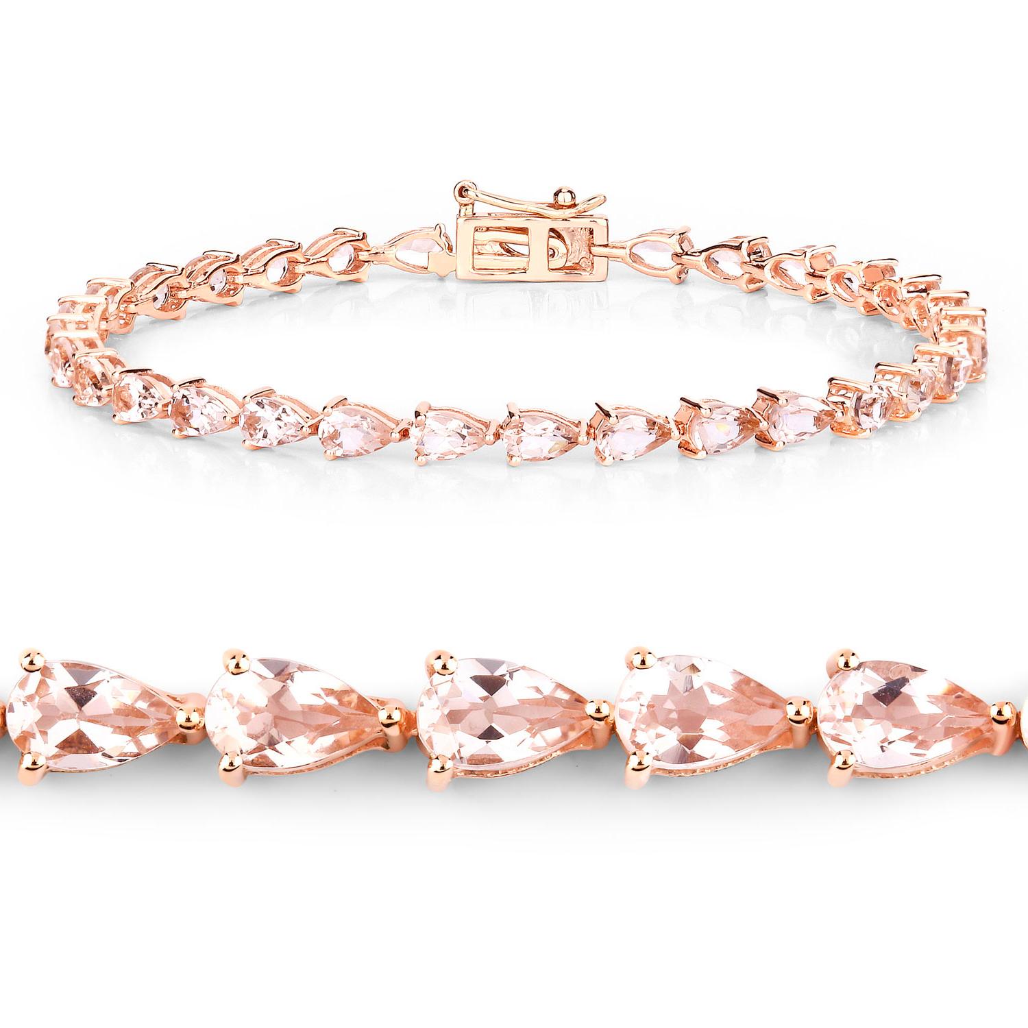 Contemporaneo Bracciale Tennis Morganite 5,55 Carati Oro Rosa 10K in vendita
