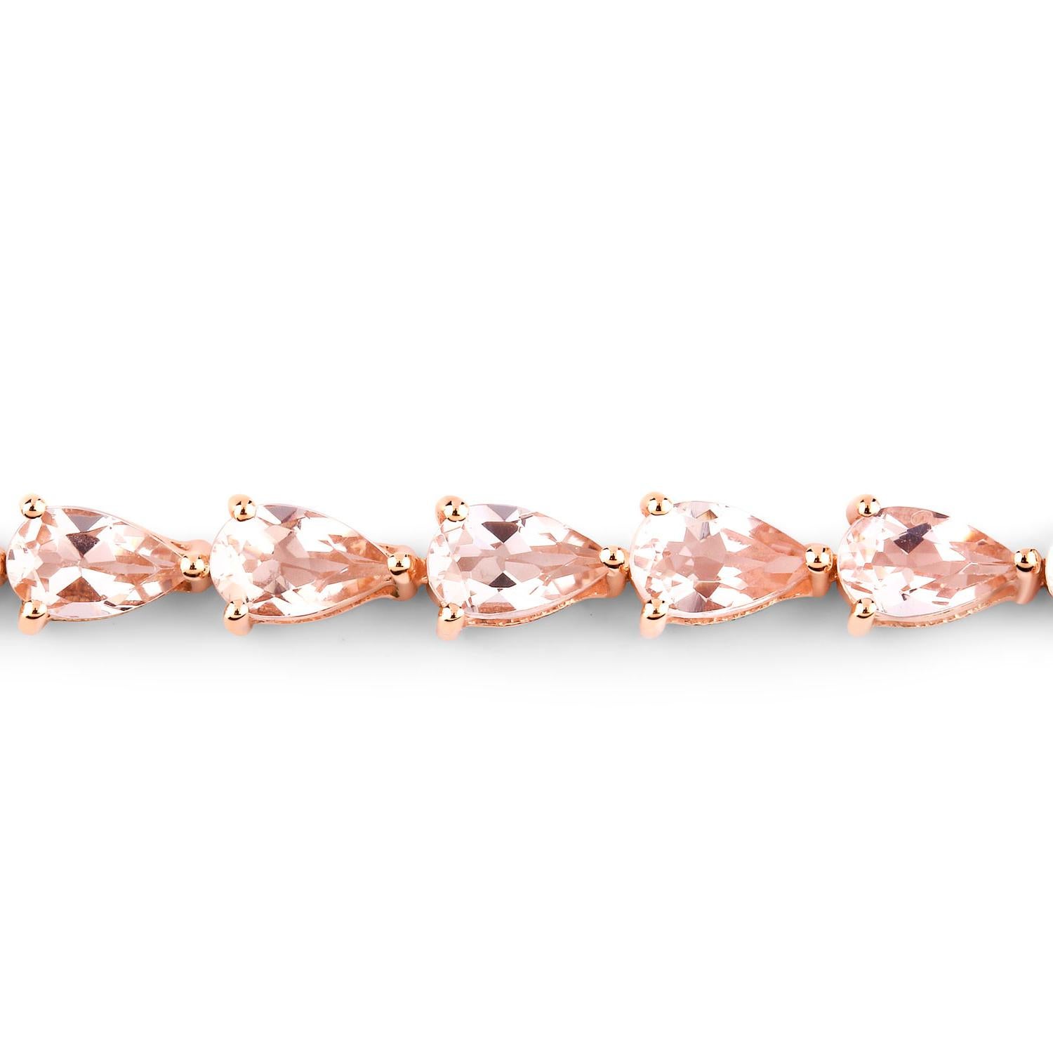 Taglio a goccia Bracciale Tennis Morganite 5,55 Carati Oro Rosa 10K in vendita