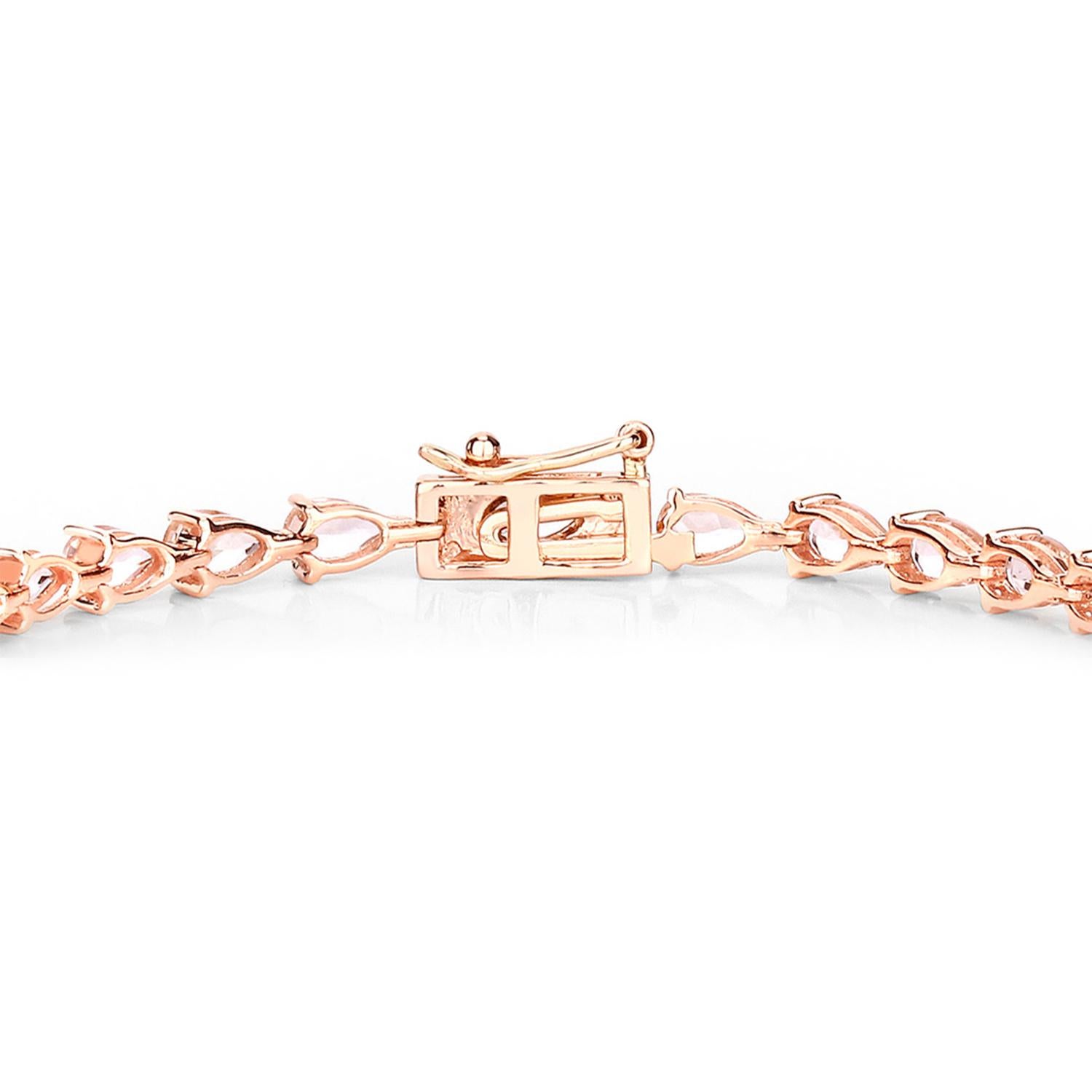 Bracciale Tennis Morganite 5,55 Carati Oro Rosa 10K In condizioni ottime in vendita a Punta Gorda, FL
