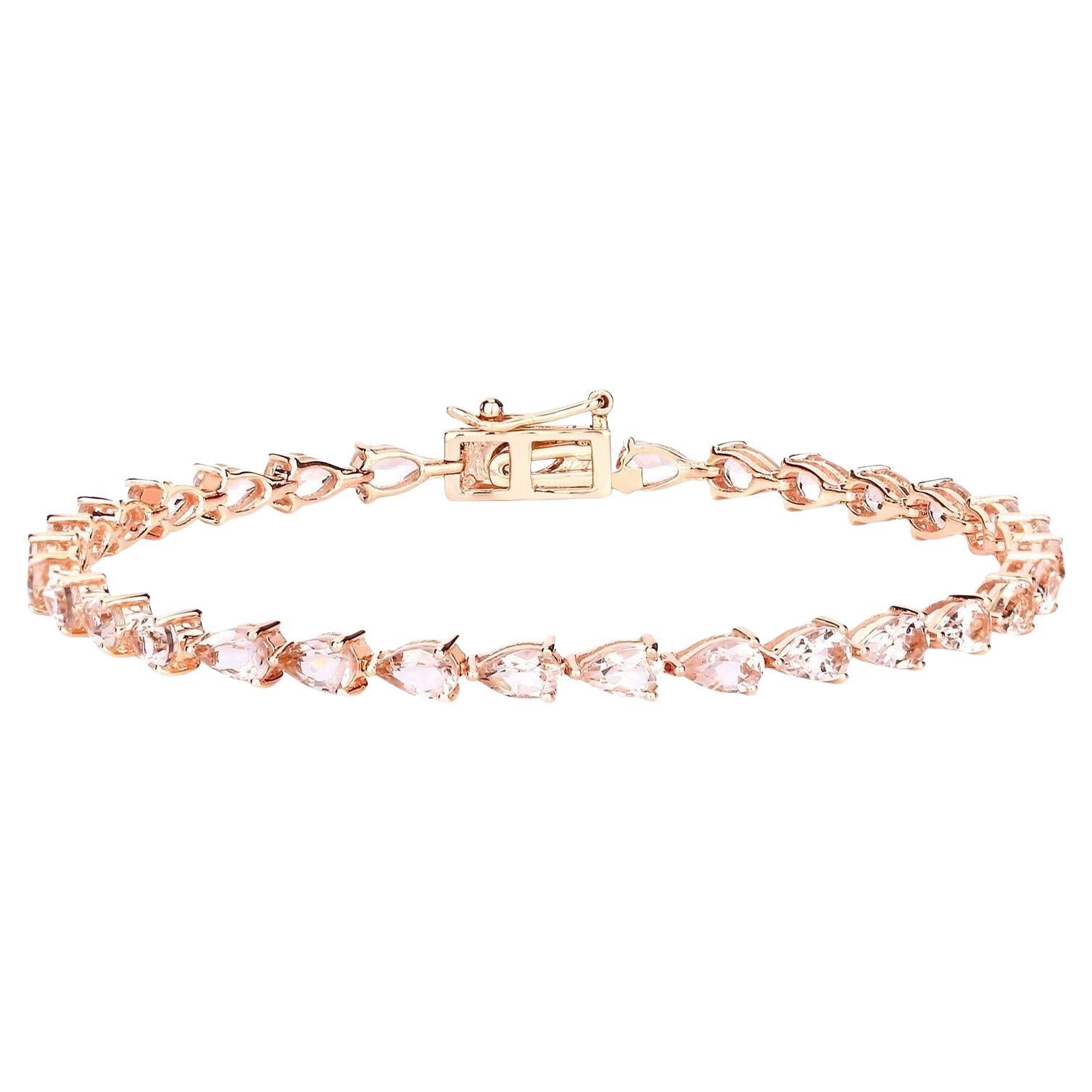 Pulsera Tenis Morganita 5.55 Quilates Oro Rosa 10K