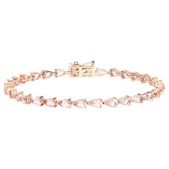 Pulsera Tenis Morganita 5.55 Quilates Oro Rosa 10K