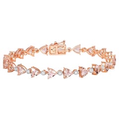 Bracciale Tennis Morganite Taglio Trillion Diamante A Link 7,55 Carati Oro Rosa 14K