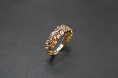 Morganite Unique Half Eternity Wedding Ring in 18K Yellow Gold