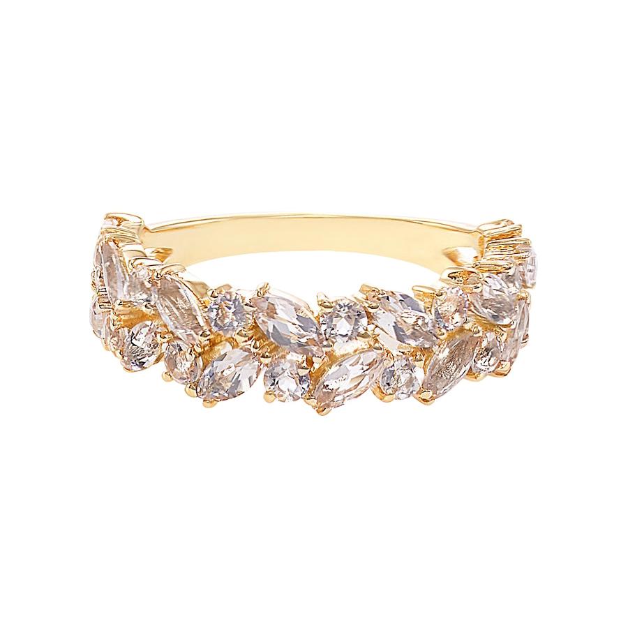 Morganite Unique Half Eternity Wedding Ring in 18K Yellow Gold