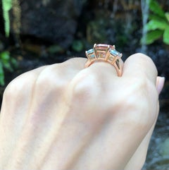 Morganite with Aquamarine Ring Set in 18 Karat Rose Gold Settings