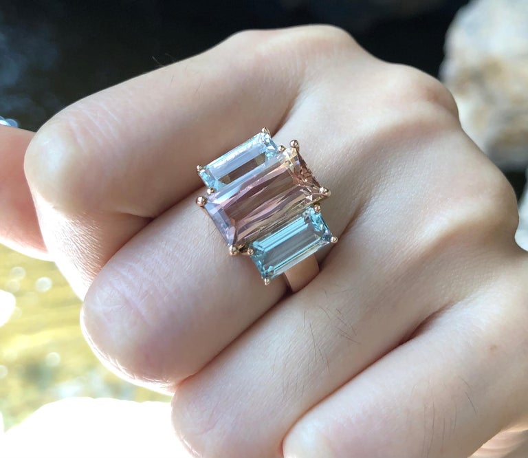 Morganite and aquamarine ring hot sale