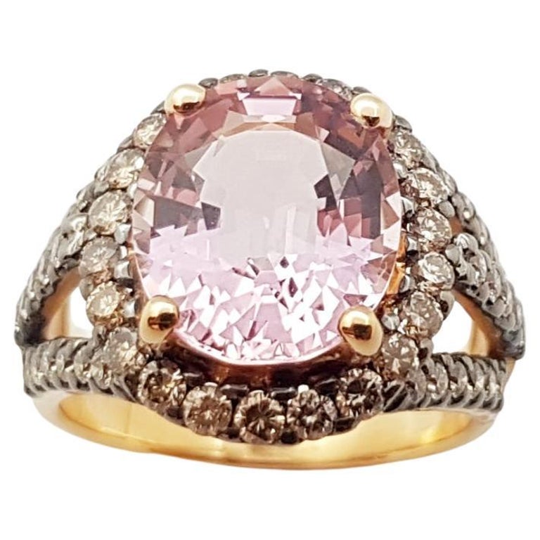 Morganite with Brown Diamond Ring Set in 18 Karat Rose Gold Settings For  Sale at 1stDibs