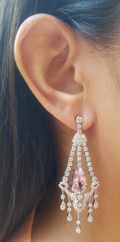 Morganit-Ohrringe mit Diamanten in 18 Karat Weißgold gefasst