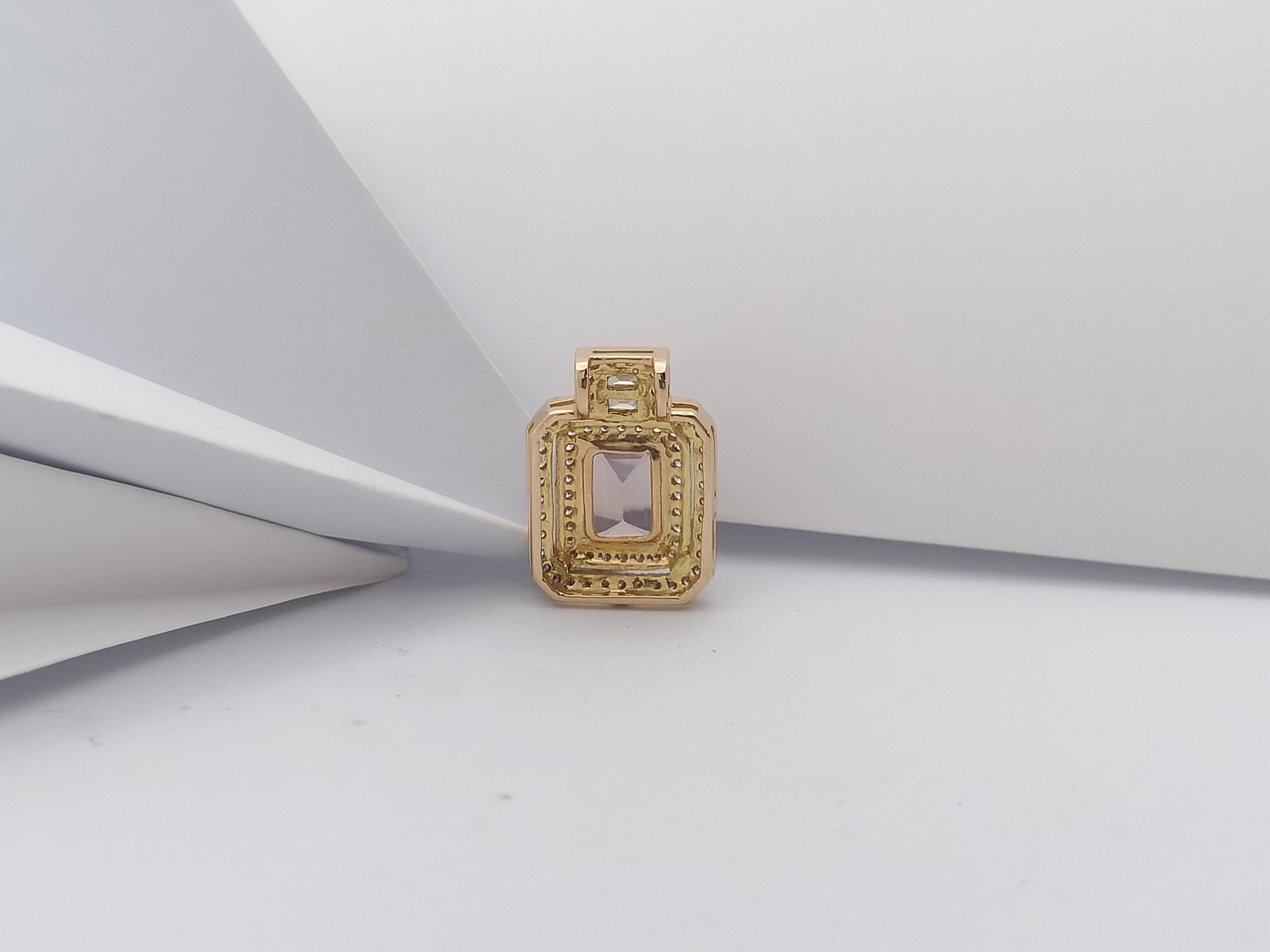 Ciondolo con Morganite e diamanti incastonati in oro rosa 18 carati in vendita 1