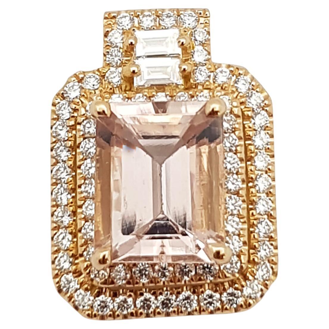 Morganite with Diamond Pendant Set in 18 Karat Rose Gold Settings