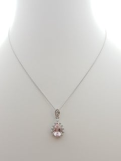 Morganite with Diamond Pendant Set in 18 Karat White Gold Settings