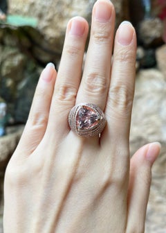 Bague en or rose 18 carats avec Morganite et diamant