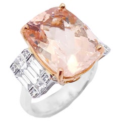 Morganite with Diamond Ring set in 18K White Gold Settings