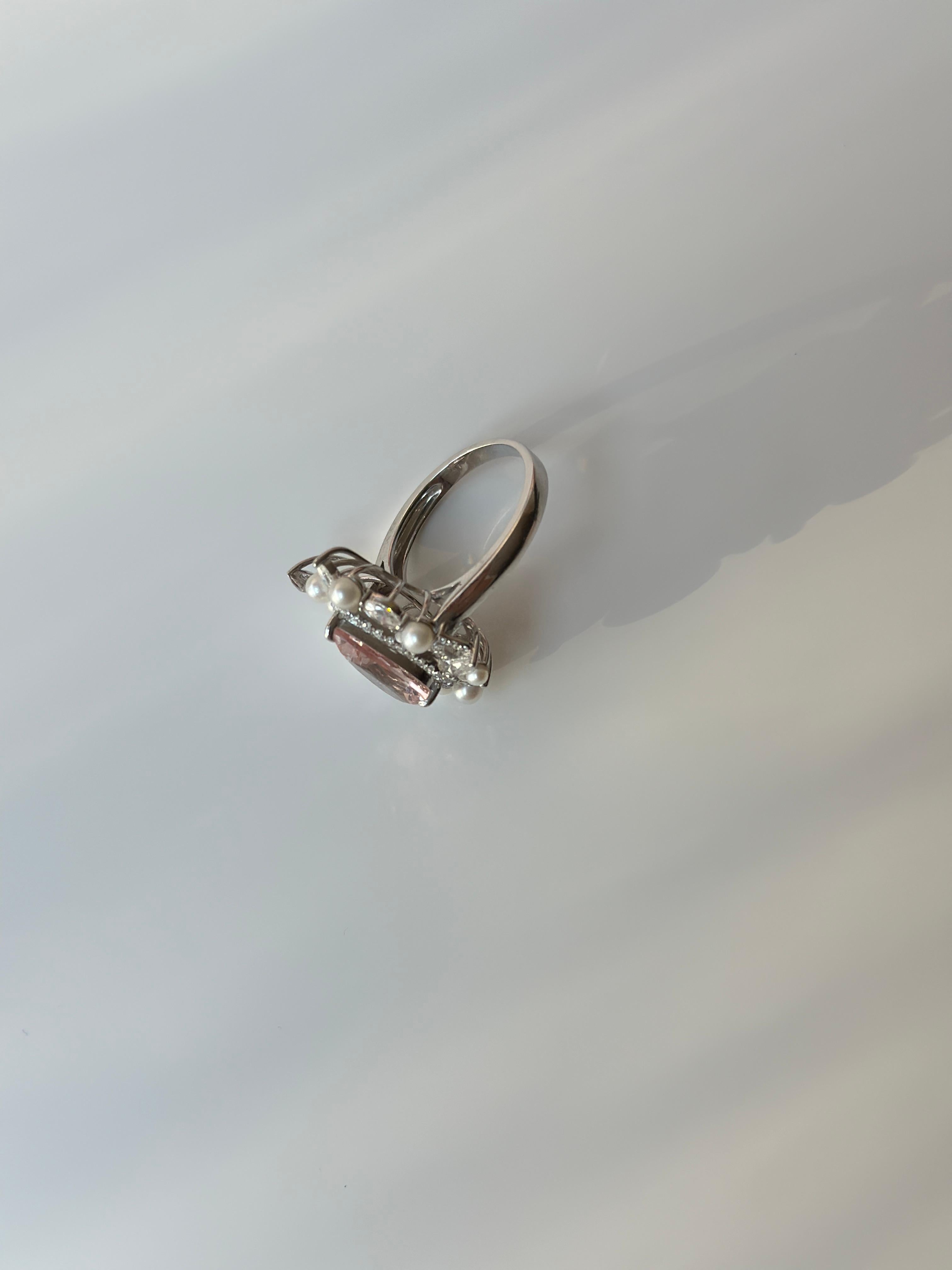 morganit-Ring mit Perlen 2