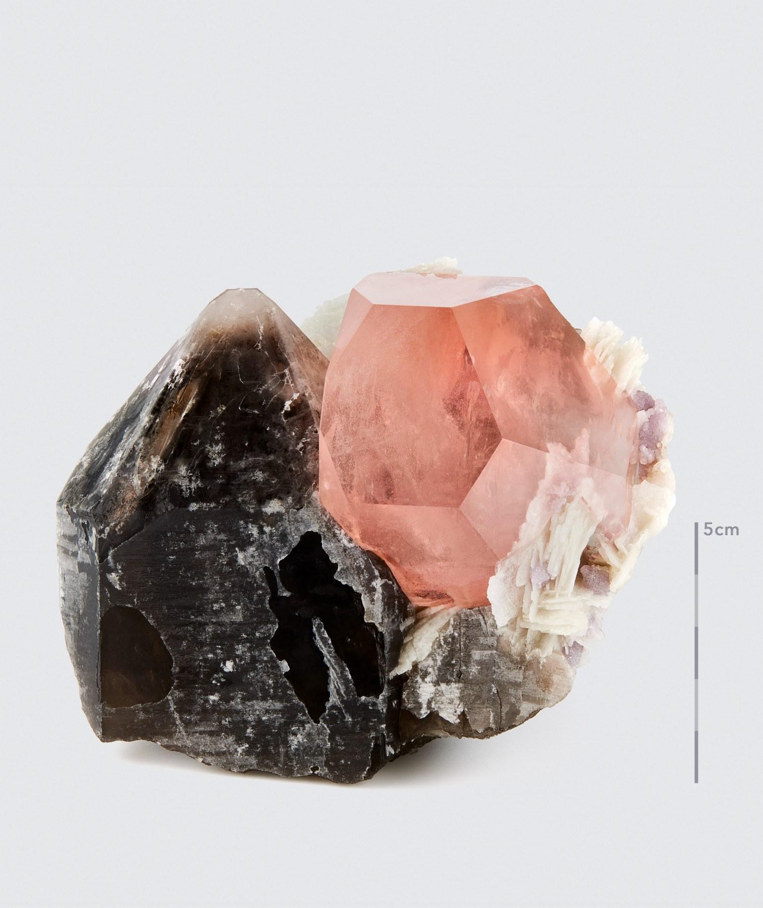18th Century and Earlier Morganite with Smoky Quartz, Afghanistan For Sale