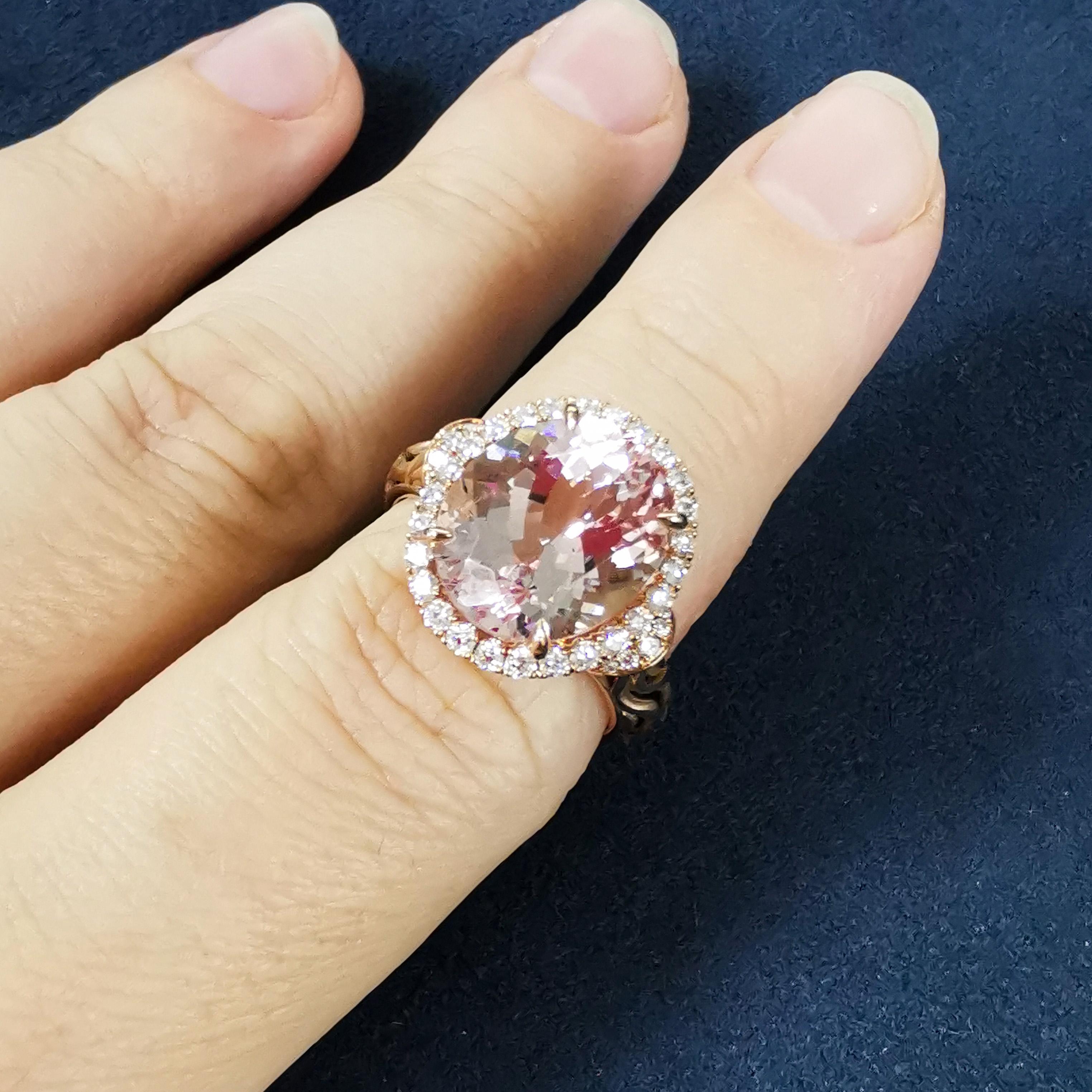 Morganites Diamanten 18 Karat Roségold Neue klassische Suite 5