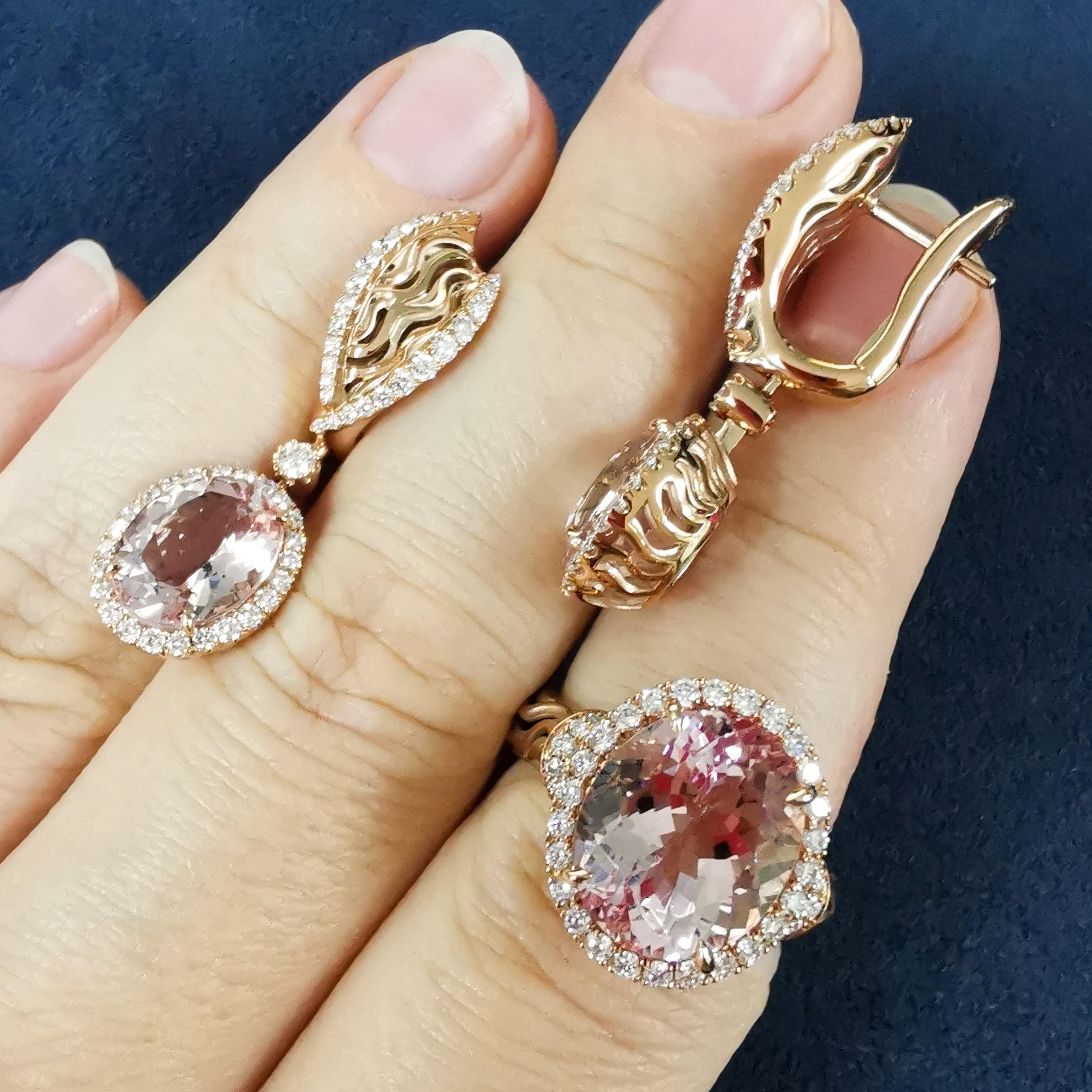 Morganites Diamanten 18 Karat Roségold Neue klassische Suite 1