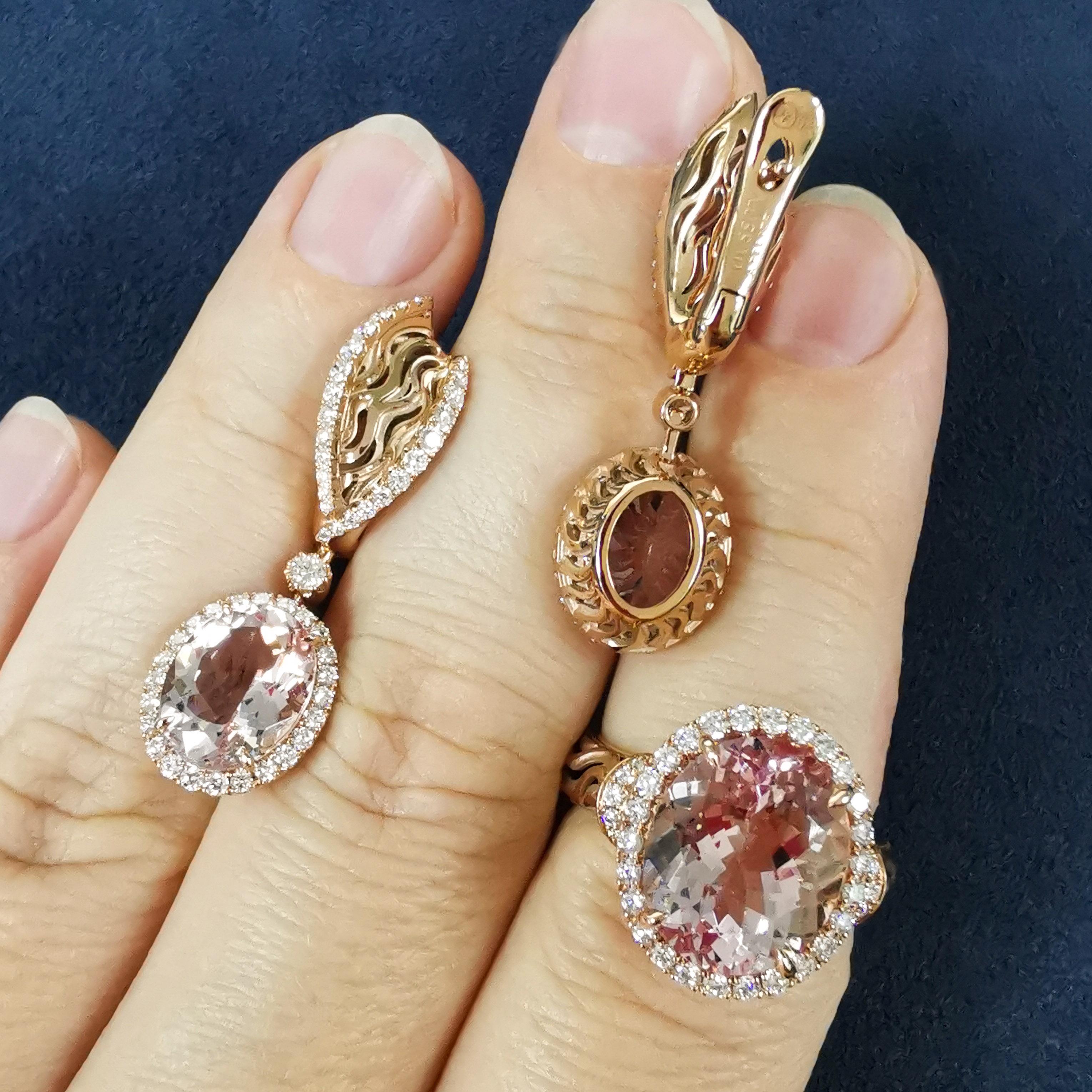 Morganites Diamanten 18 Karat Roségold Neue klassische Suite 2