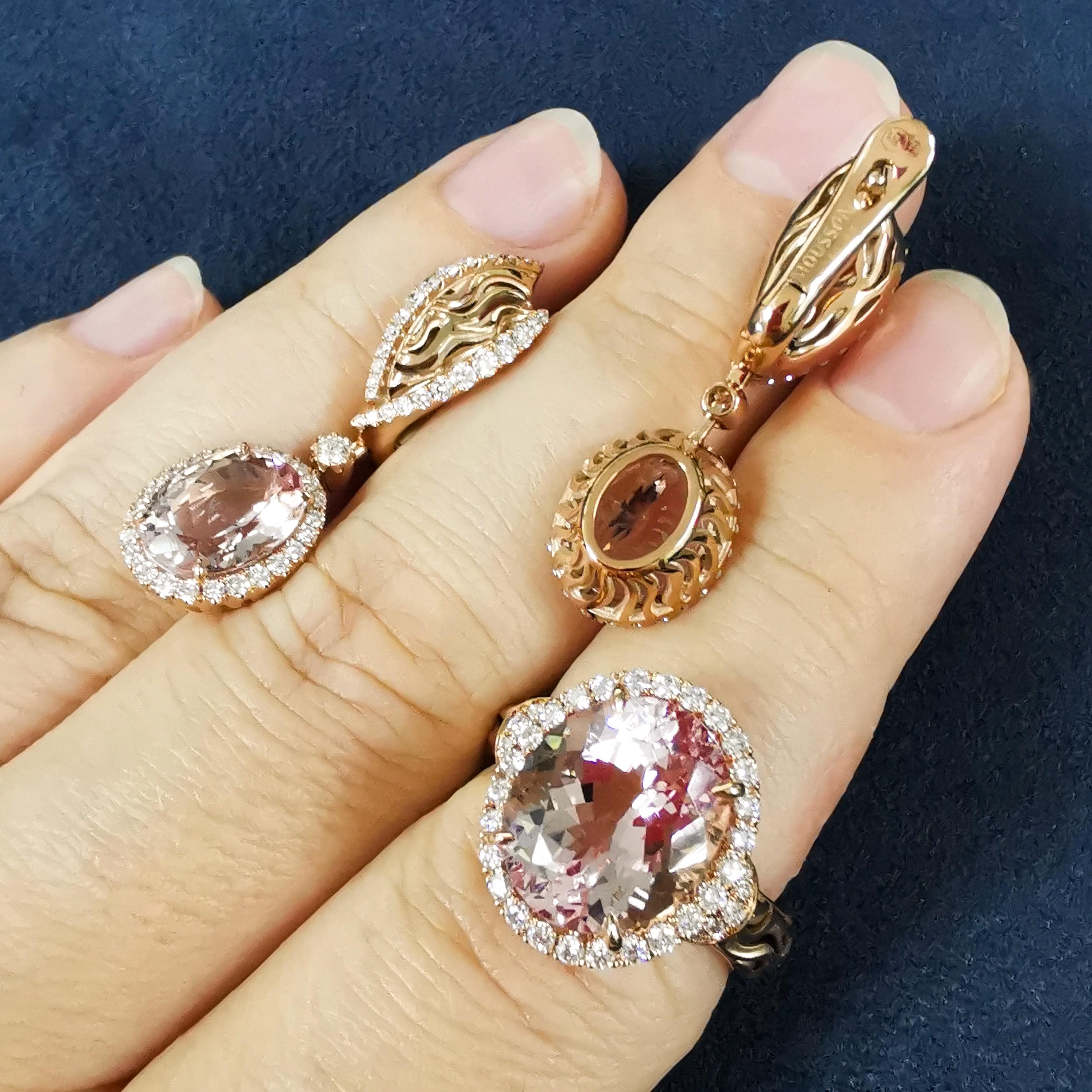 Morganites Diamanten 18 Karat Roségold Neue klassische Suite 3