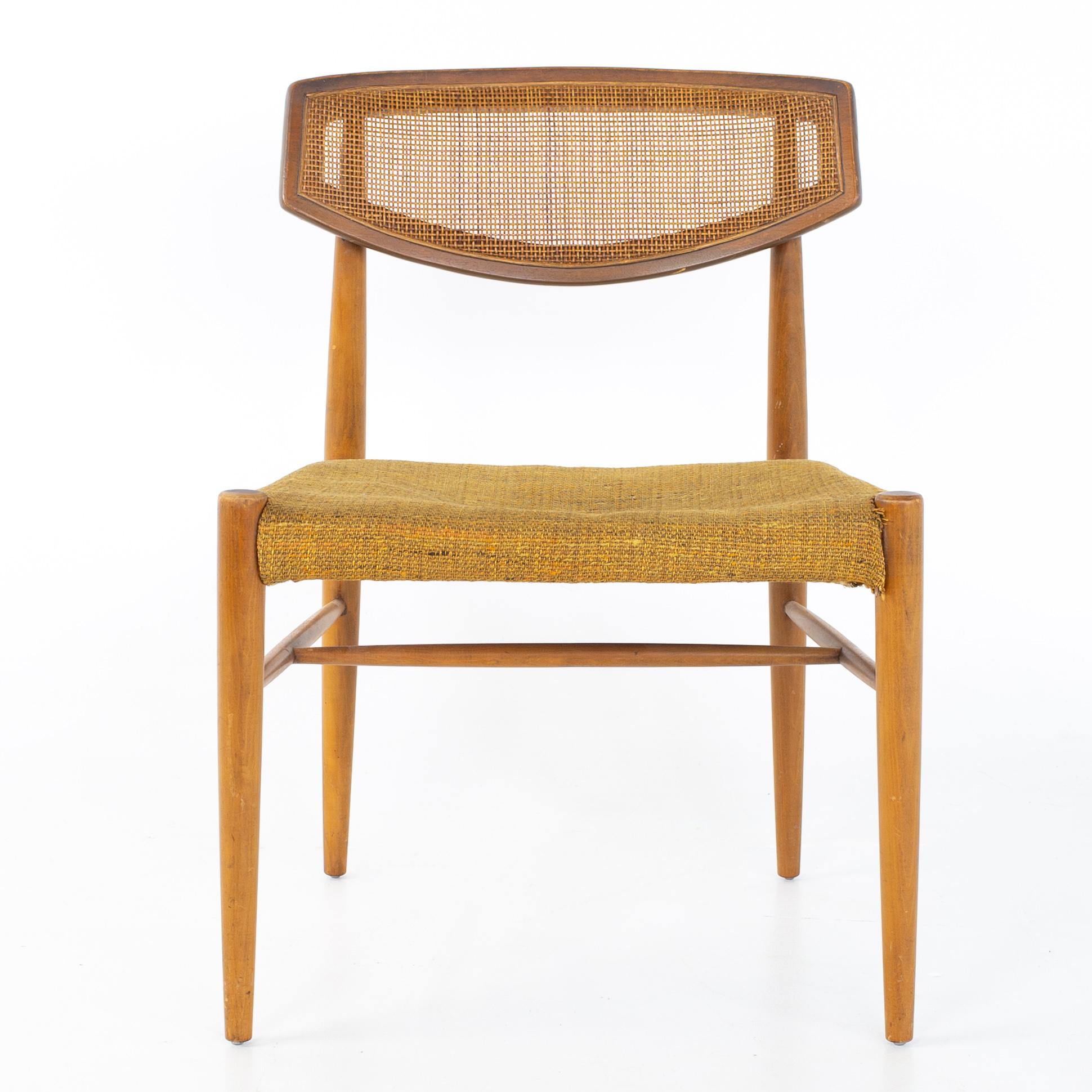 Morganton Mid Century Walnut Cane Back Cats Eye Dining Chairs, Set of 6 7