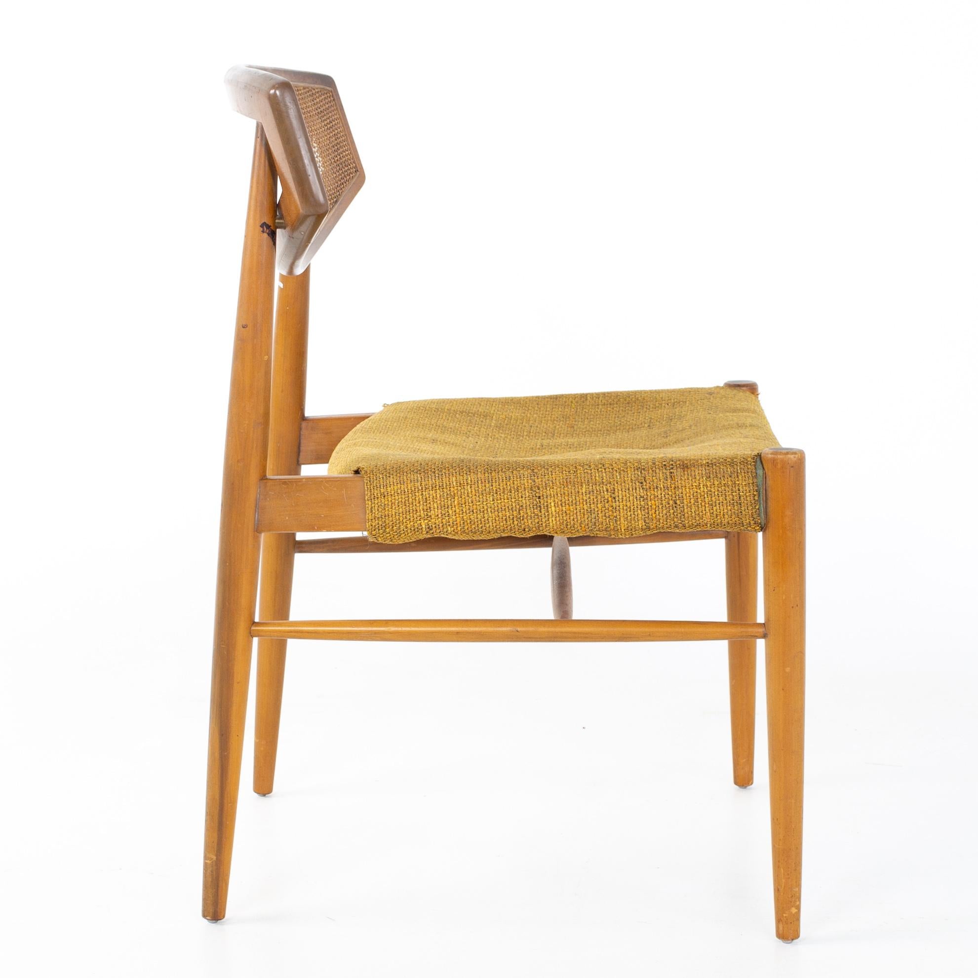 Morganton Mid Century Walnut Cane Back Cats Eye Dining Chairs, Set of 6 10