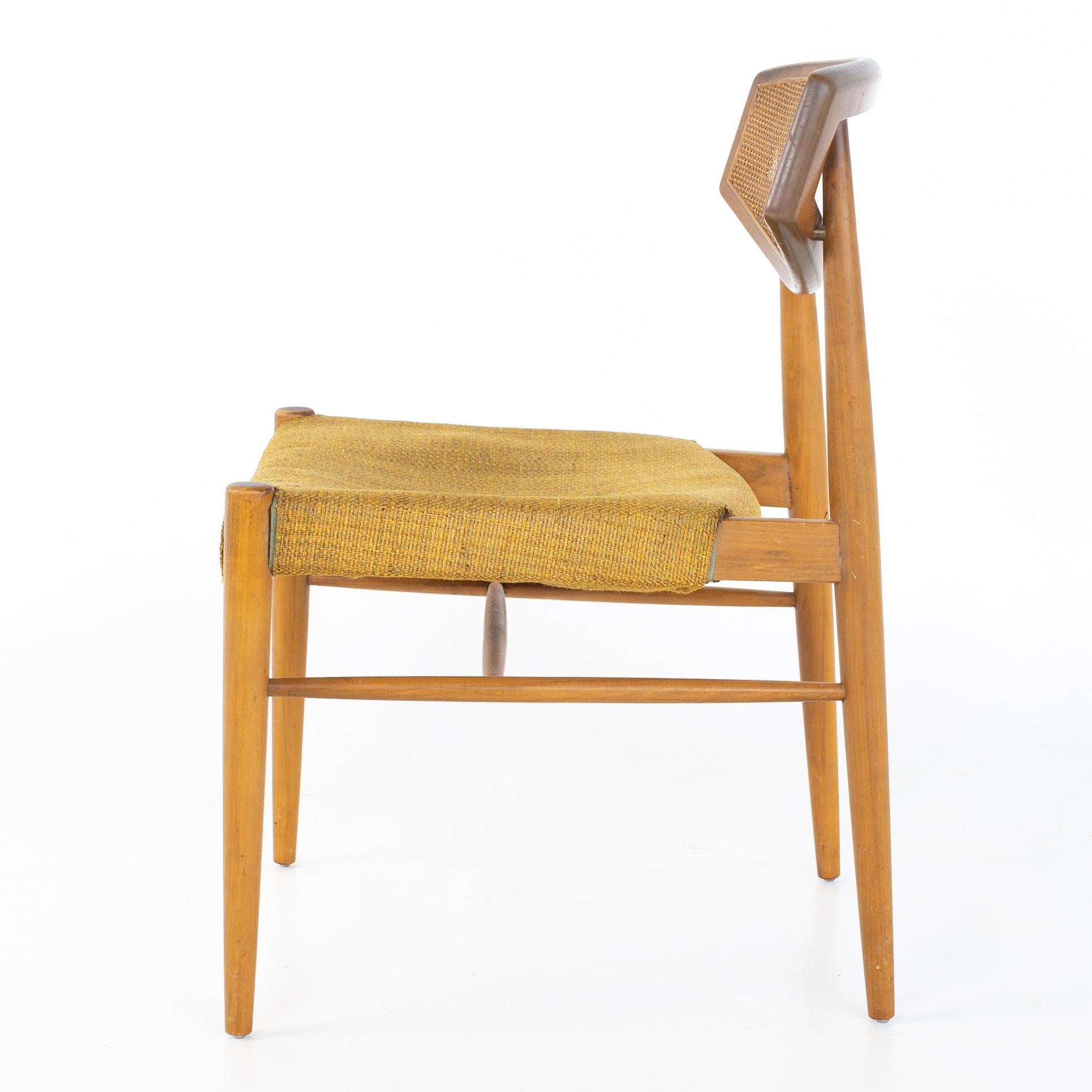 Morganton Mid Century Walnut Cane Back Cats Eye Dining Chairs, Set of 6 11