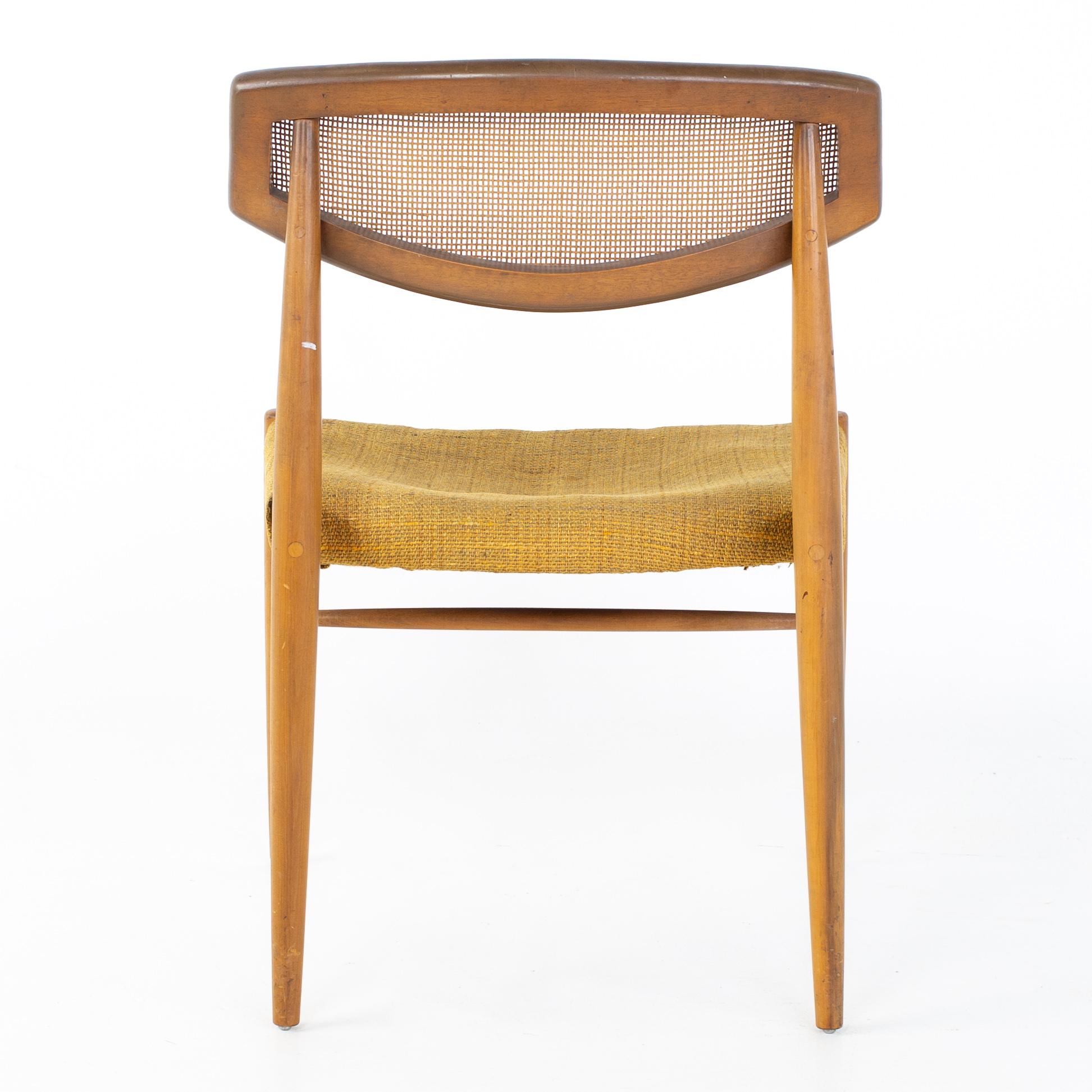 Morganton Mid Century Walnut Cane Back Cats Eye Dining Chairs, Set of 6 12