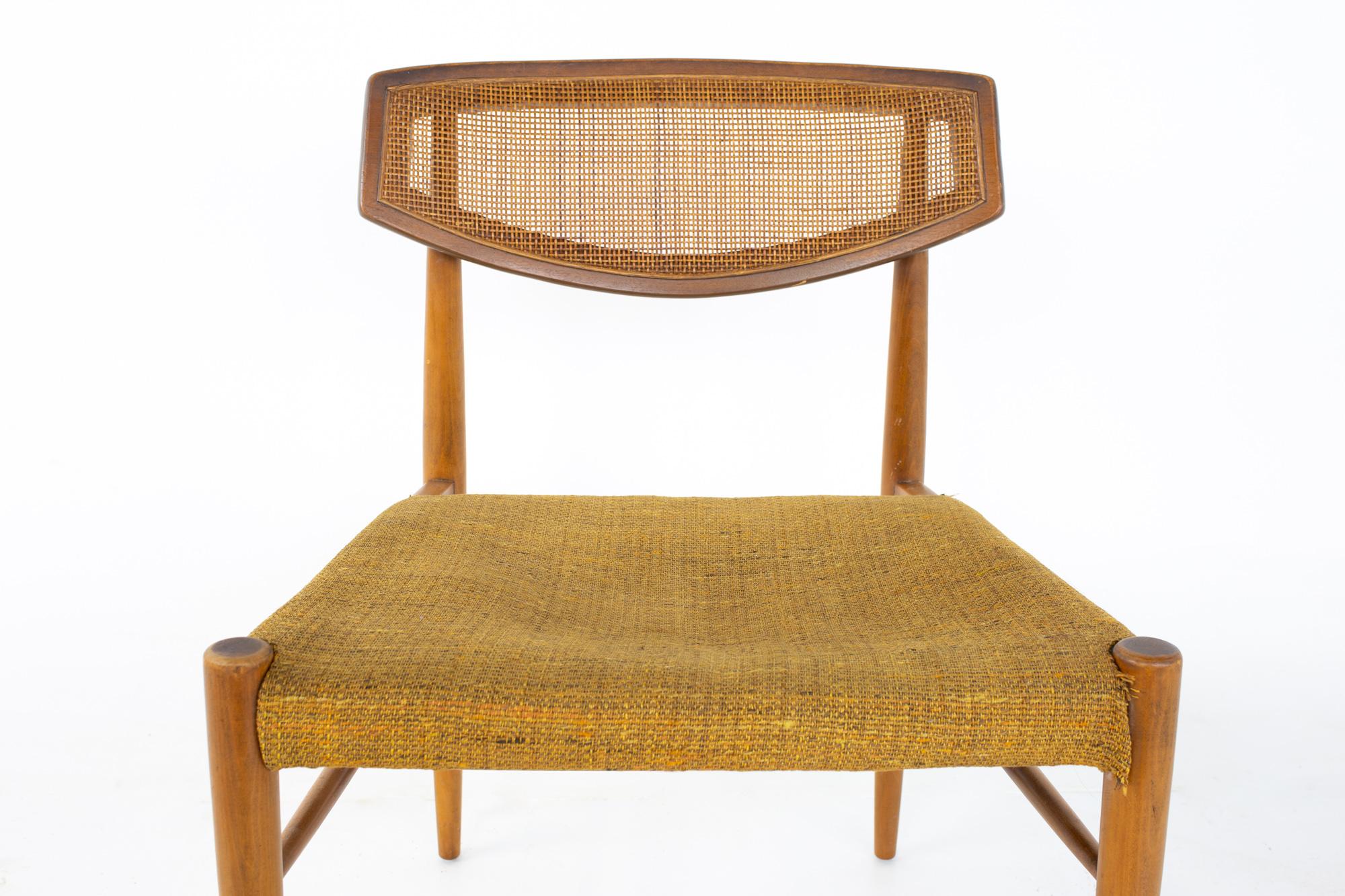 Morganton Mid Century Walnut Cane Back Cats Eye Dining Chairs, Set of 6 13