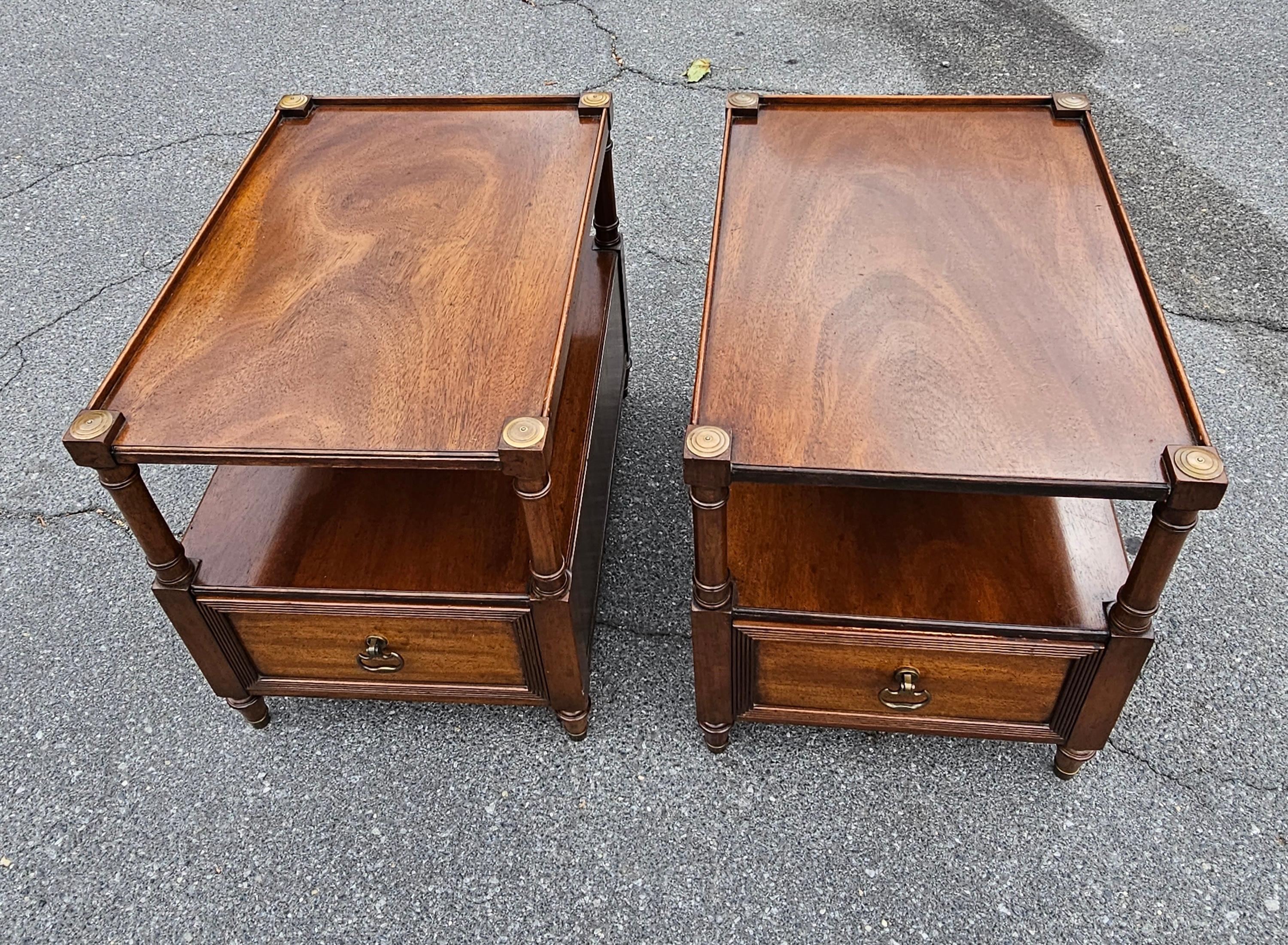 Morganton Tidewater Collection Genuine Mahogany Side Tables, Pair For Sale 2