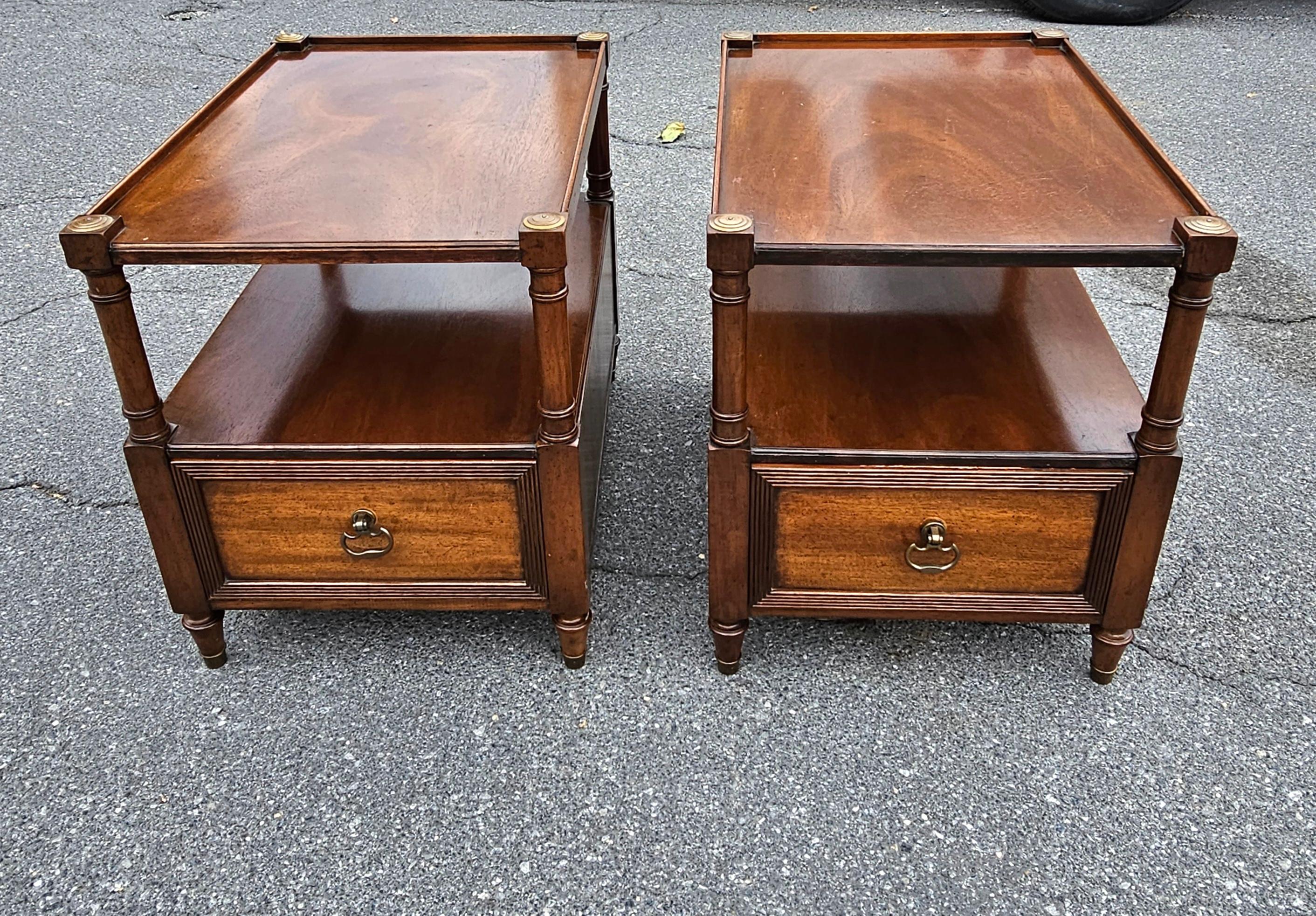 Morganton Tidewater Collection Genuine Mahogany Side Tables, Pair For Sale 11