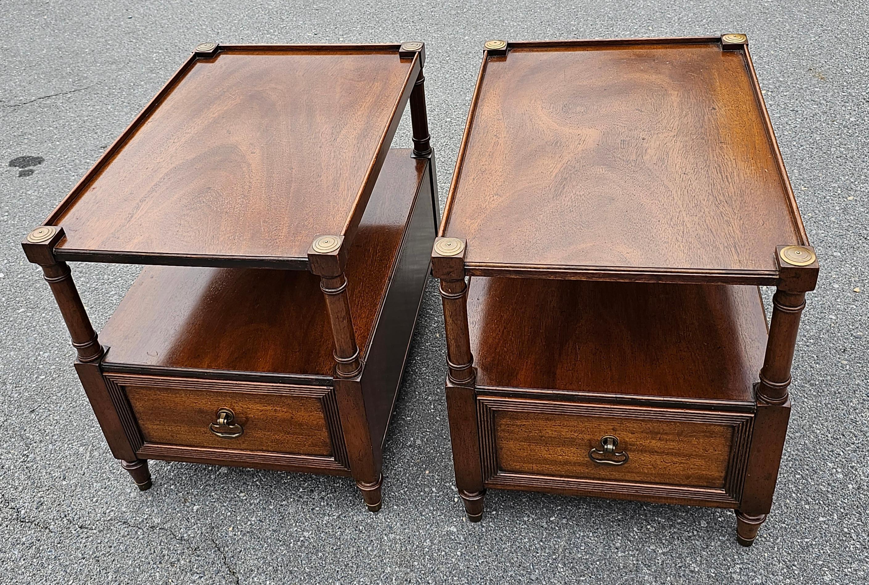 American Morganton Tidewater Collection Genuine Mahogany Side Tables, Pair For Sale