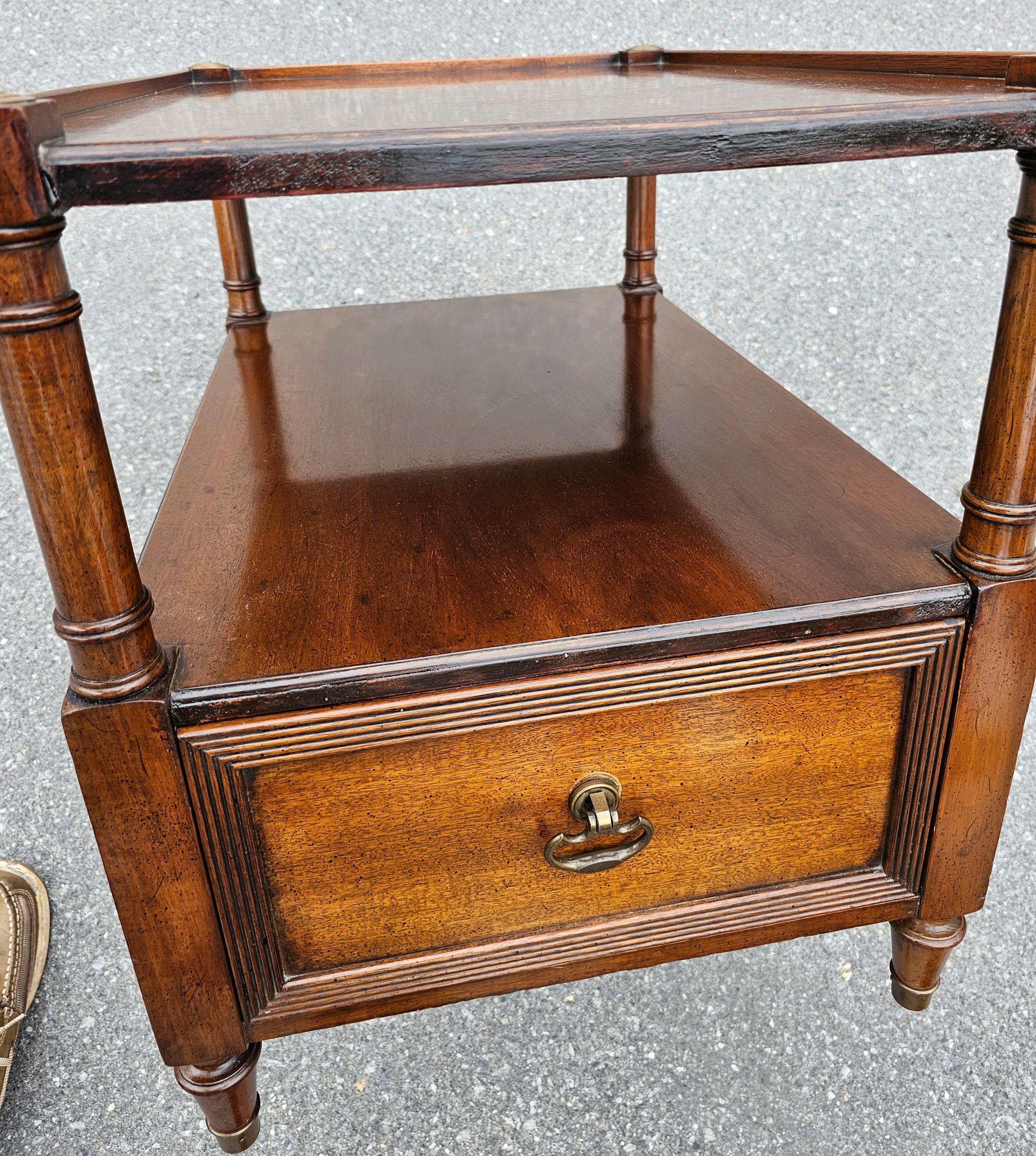 Varnished Morganton Tidewater Collection Genuine Mahogany Side Tables, Pair For Sale