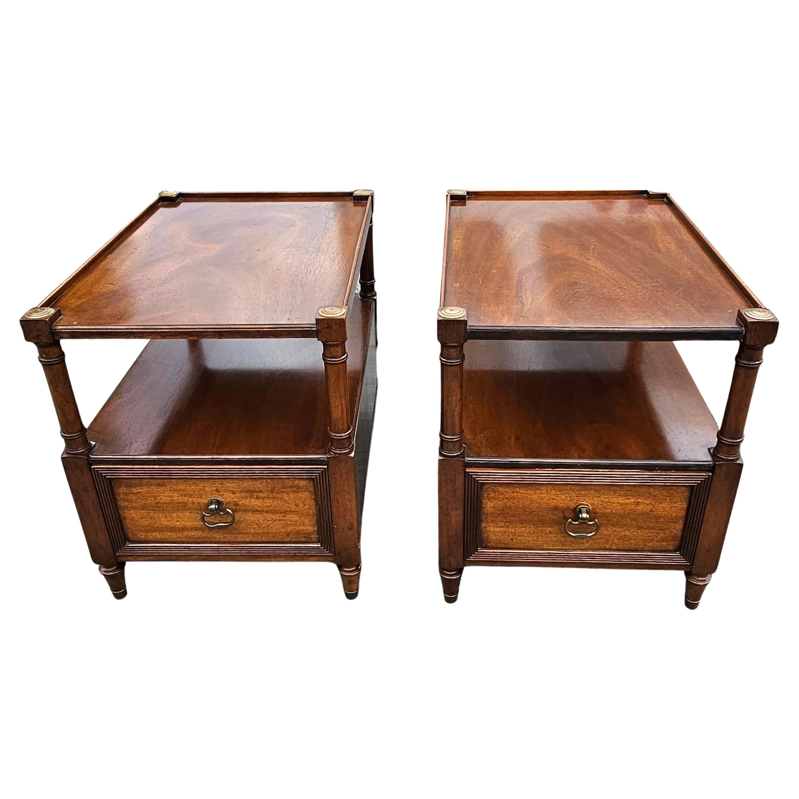 Morganton Tidewater Collection Genuine Mahogany Side Tables, Pair For Sale