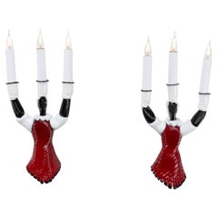 "Mori" de Fulvio Bianconi, pareja de apliques de vidrio soplado, 1948 - 1949, Italia