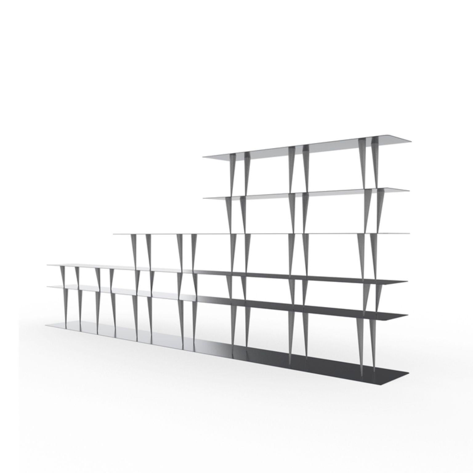 Mori shelves by Tokio
Dimensions: D 50 x W 472 x H 184.3 cm.
Materials: Steel, carbon fiber.

Shelves in steel with carbon fiber legs in four different hights, 27cm, 33cm, 38cm and 48cm. Different color finishes. Custom sizes available.

A new
