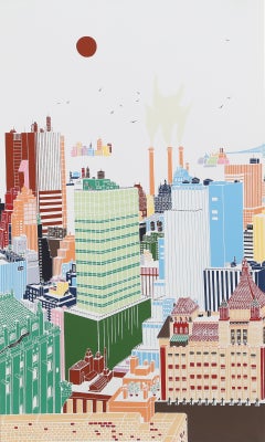 New York Skyline 2, Pop Art Screenprint by Mori Shizume