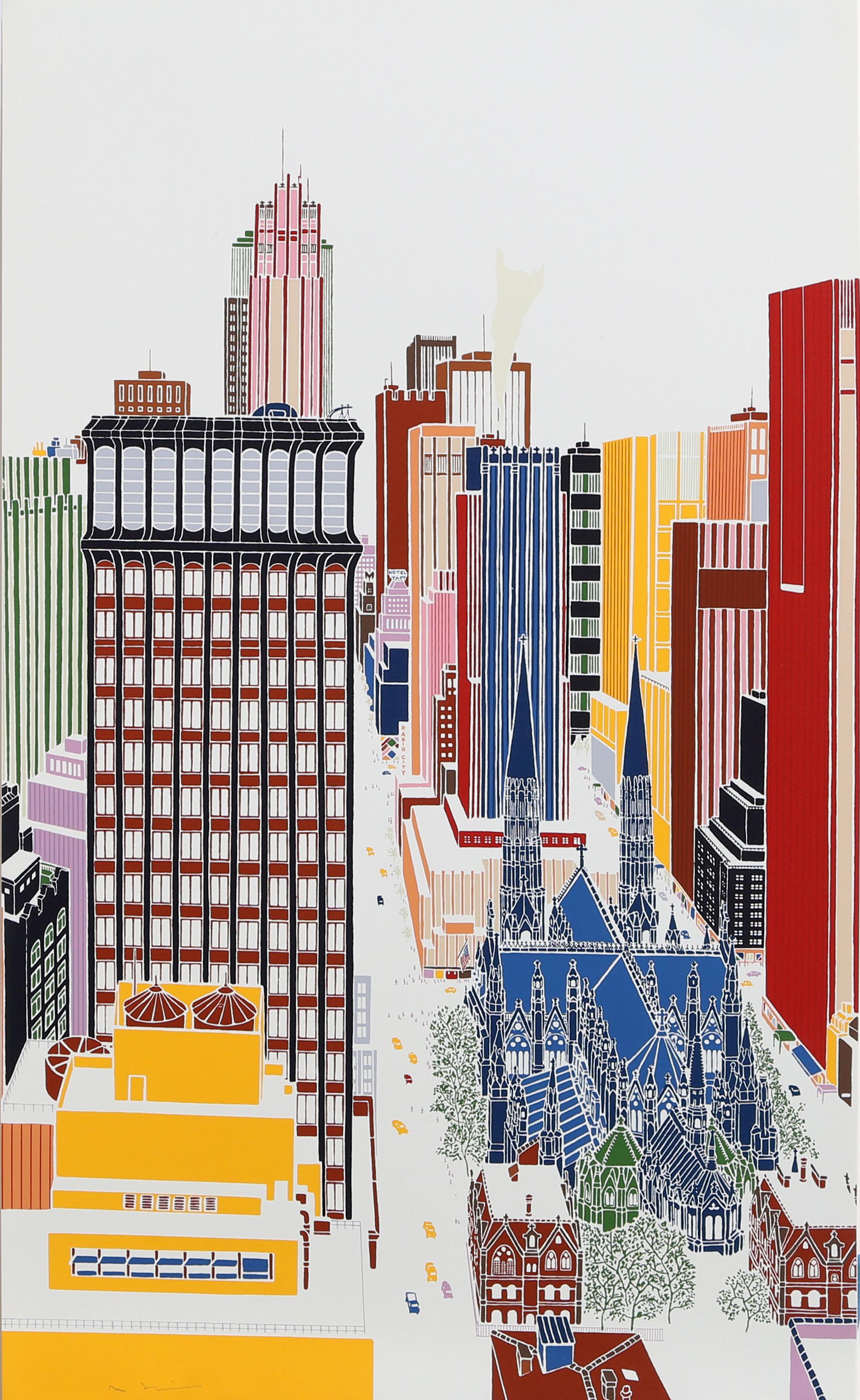 New York Skyline 5, Pop Art Screenprint by Mori Shizume