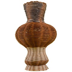 Moira Vase hand woven and dyed in Rust, Black, and Natural by Studio Herron