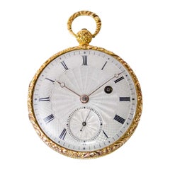 Moricand & Degrange 18Kt. Yellow Gold and Enamel Open Faced Pocket Watch 1840's