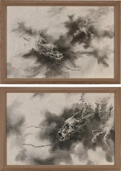 Pair of Dragons in Clouds by Prime Minister Morihiro Hosokawa