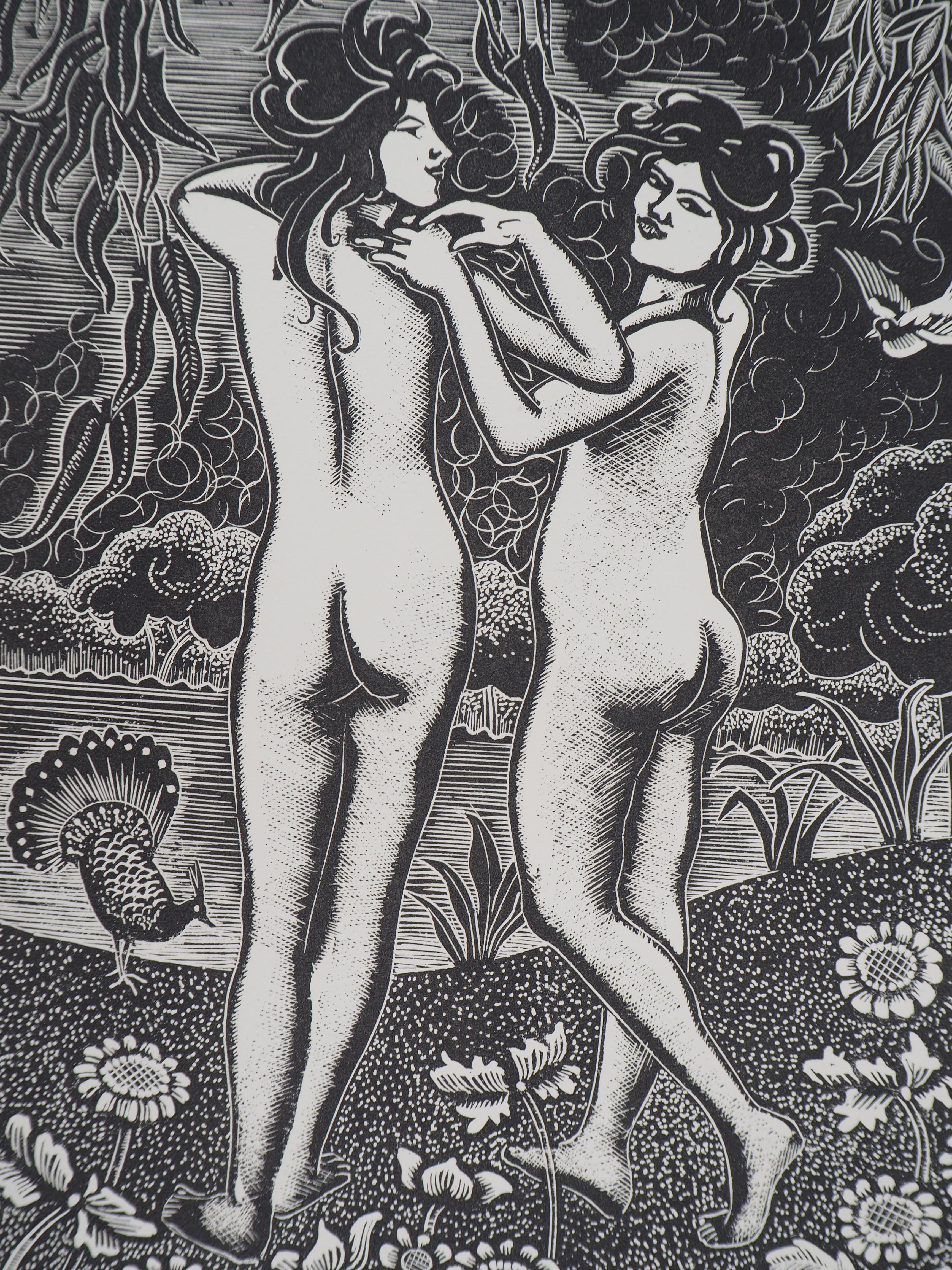 Allegorie des Frühlings - Original-Holzschnitt, handsigniert und nummeriert (Moderne), Print, von MORIN-JEAN