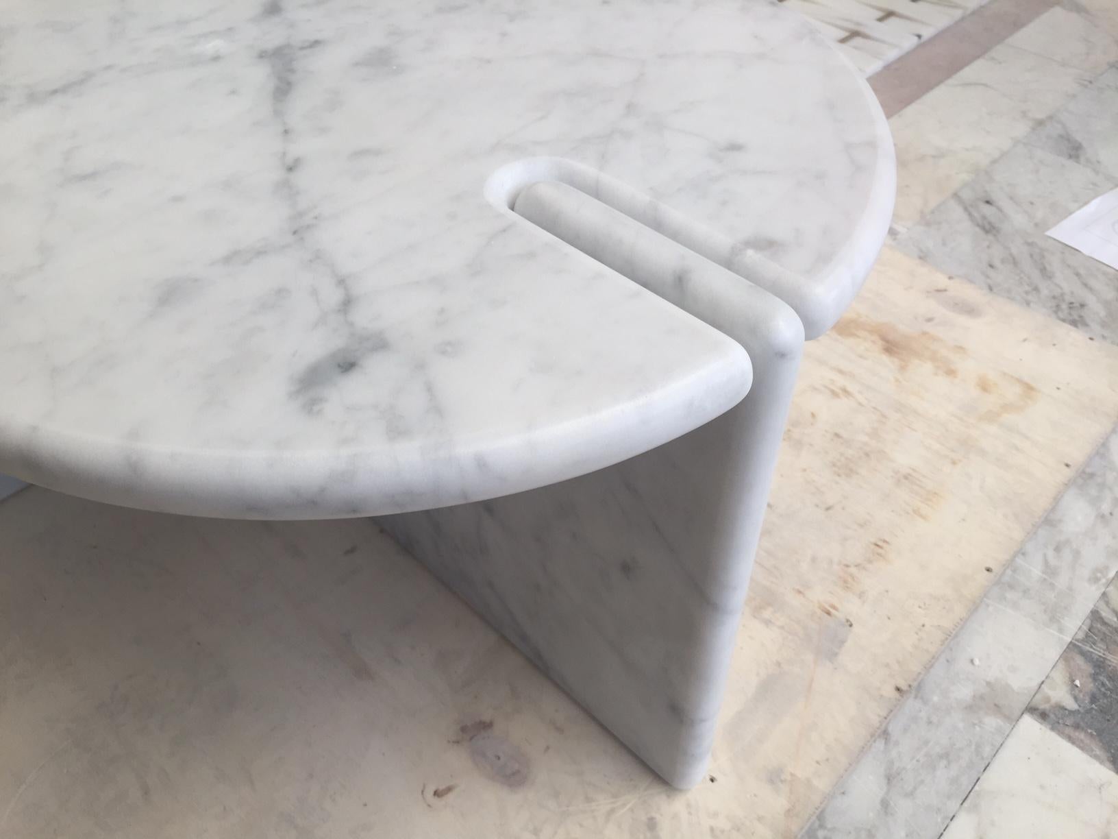 Contemporary Morini Table in Bianco Carrara Honed designed by INC Architecture & Design For Sale