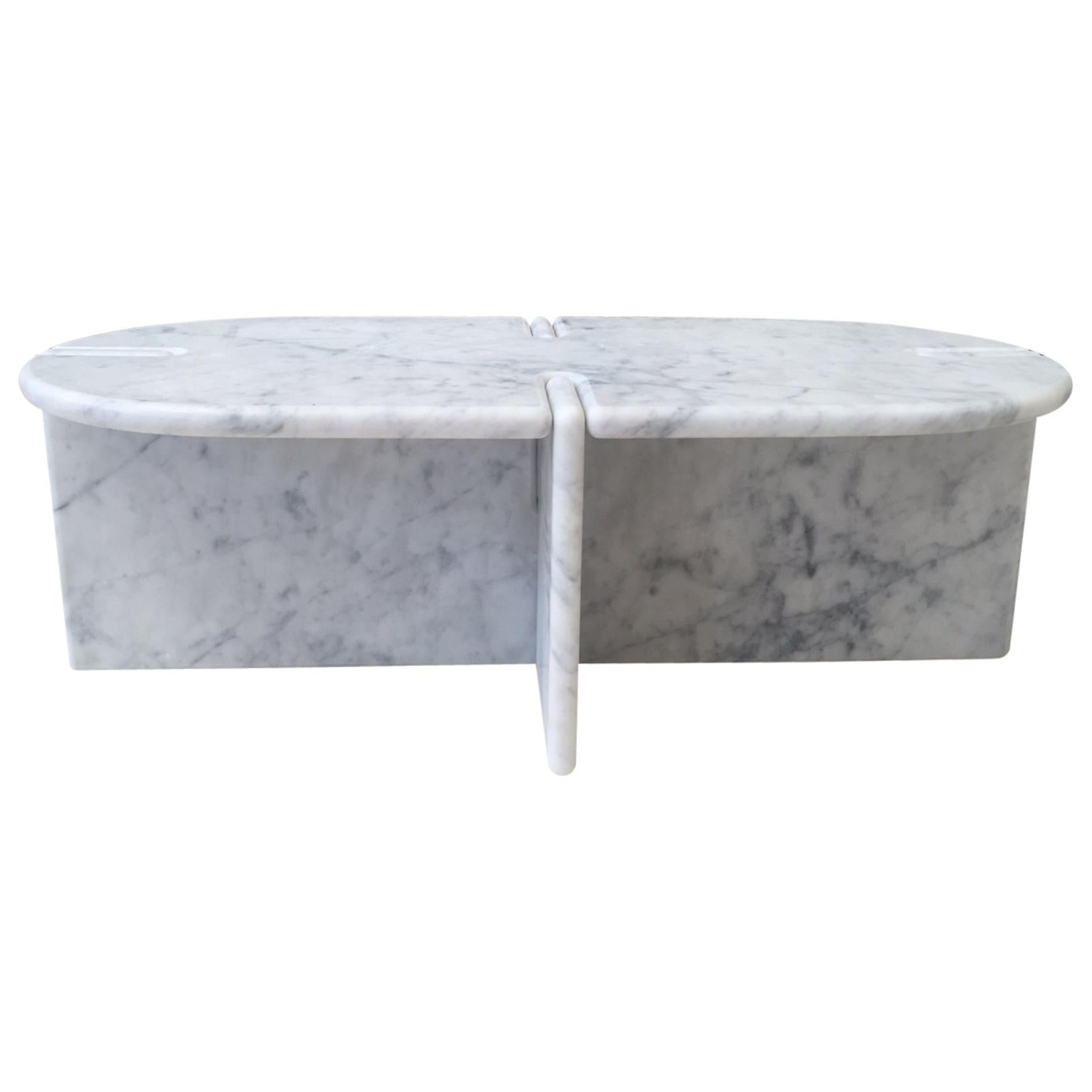 Morini Table in Bianco Carrara Honed designed by INC Architecture & Design For Sale