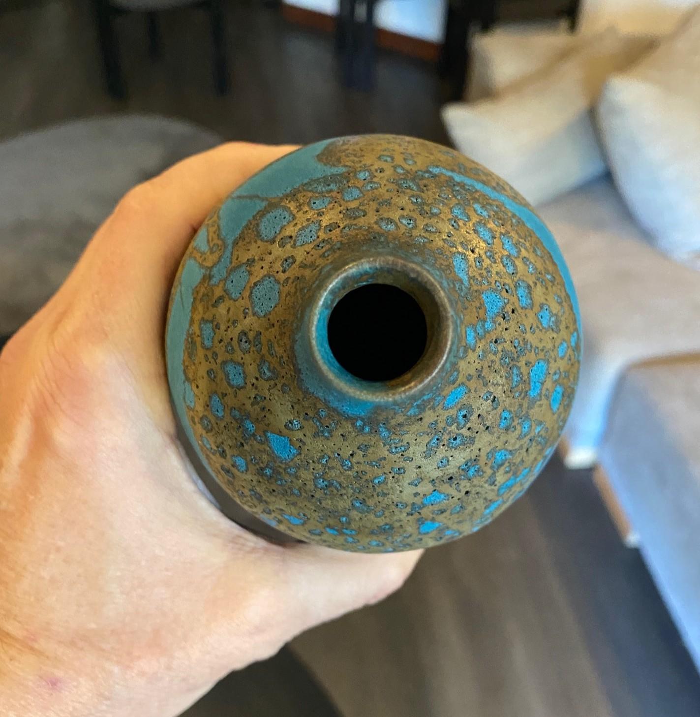 Hiroaki Taimei Morino Firmato Vaso d'arte a doppia zucca in ceramica giapponese Scatola originale 7