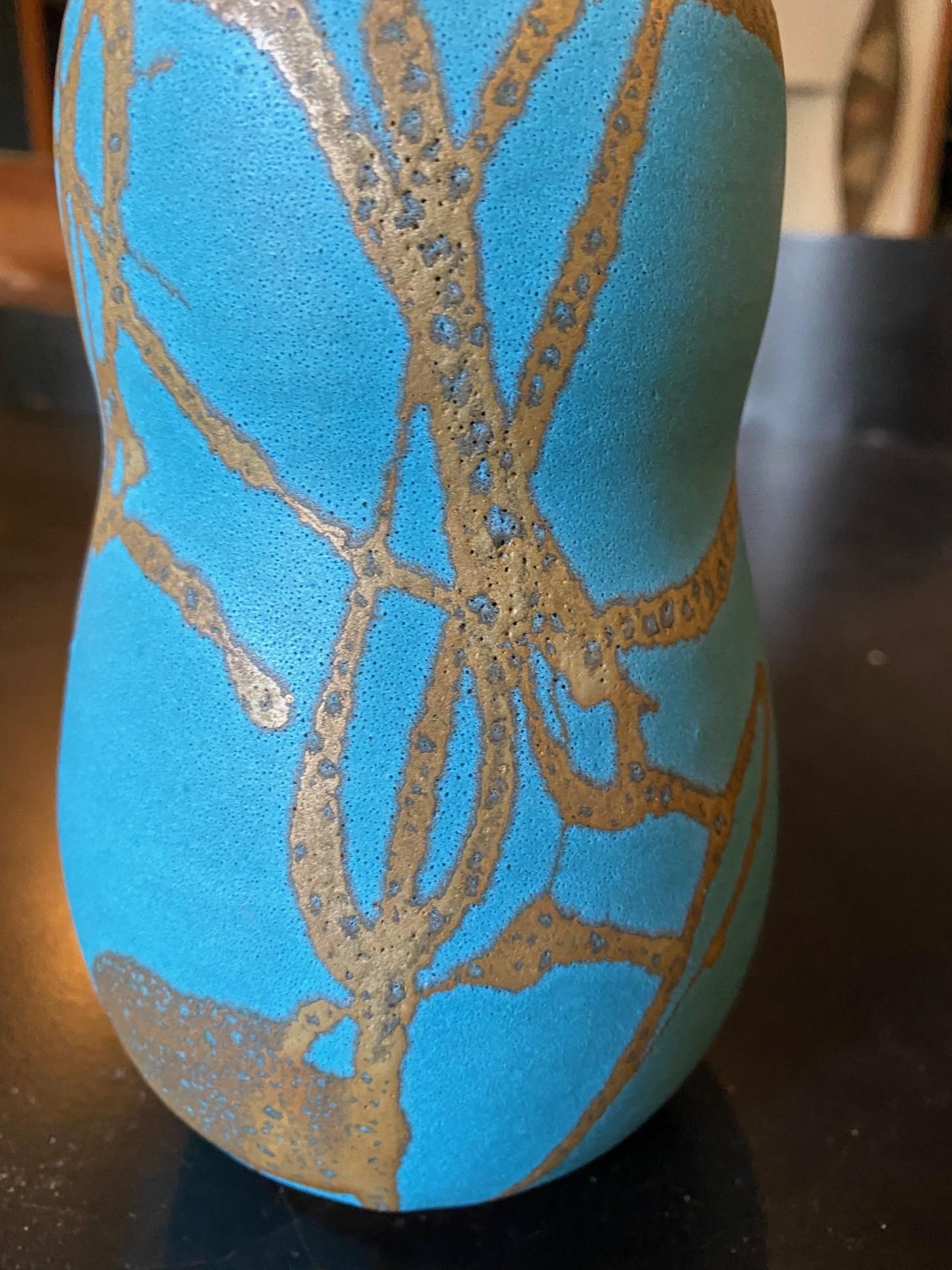 Hiroaki Taimei Morino Firmato Vaso d'arte a doppia zucca in ceramica giapponese Scatola originale 1