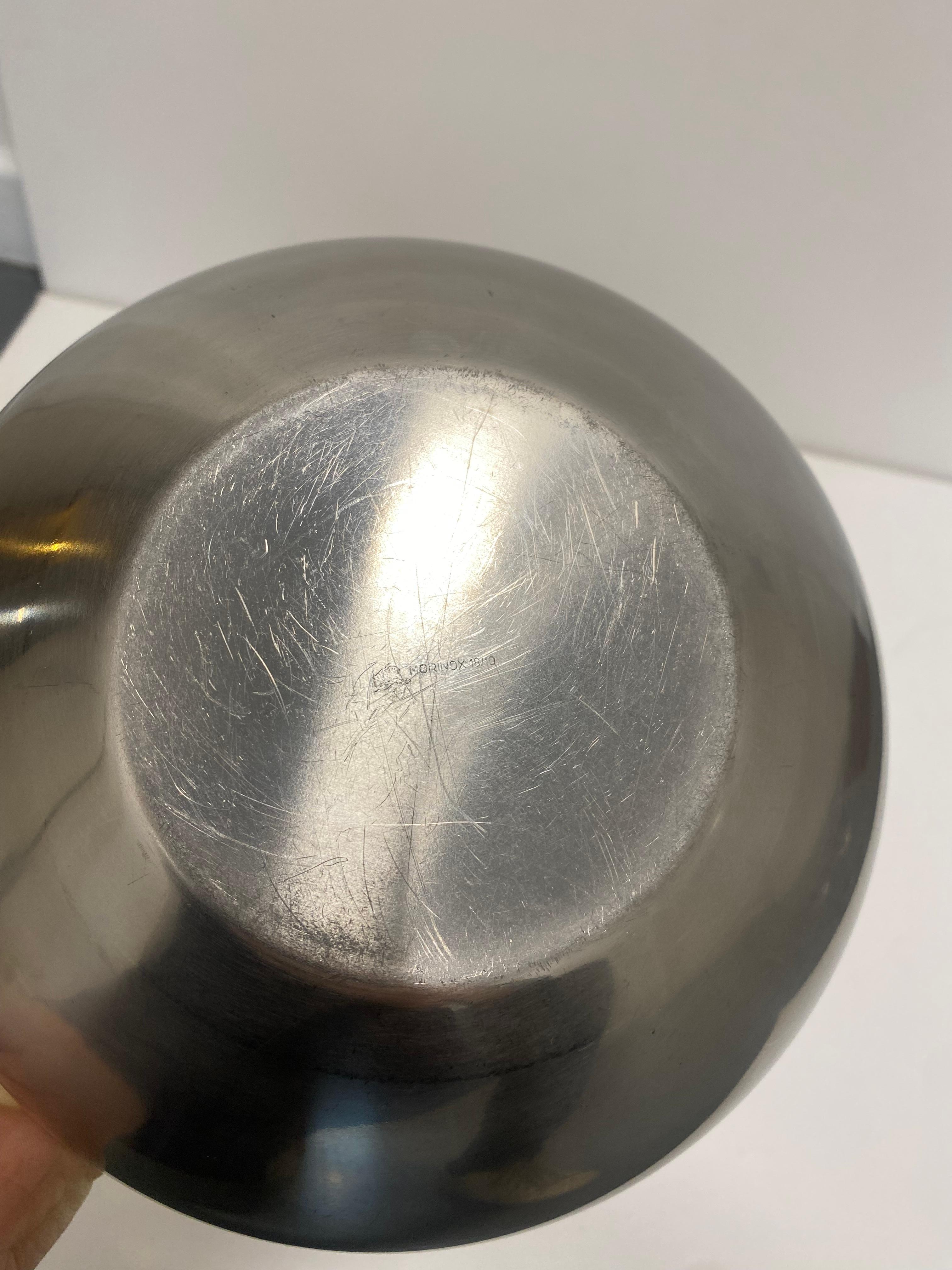 Morinox 18/10 Brushed Stainless Steel Pear Ice Bucket 1970s Drinks Vintage Italy For Sale 4