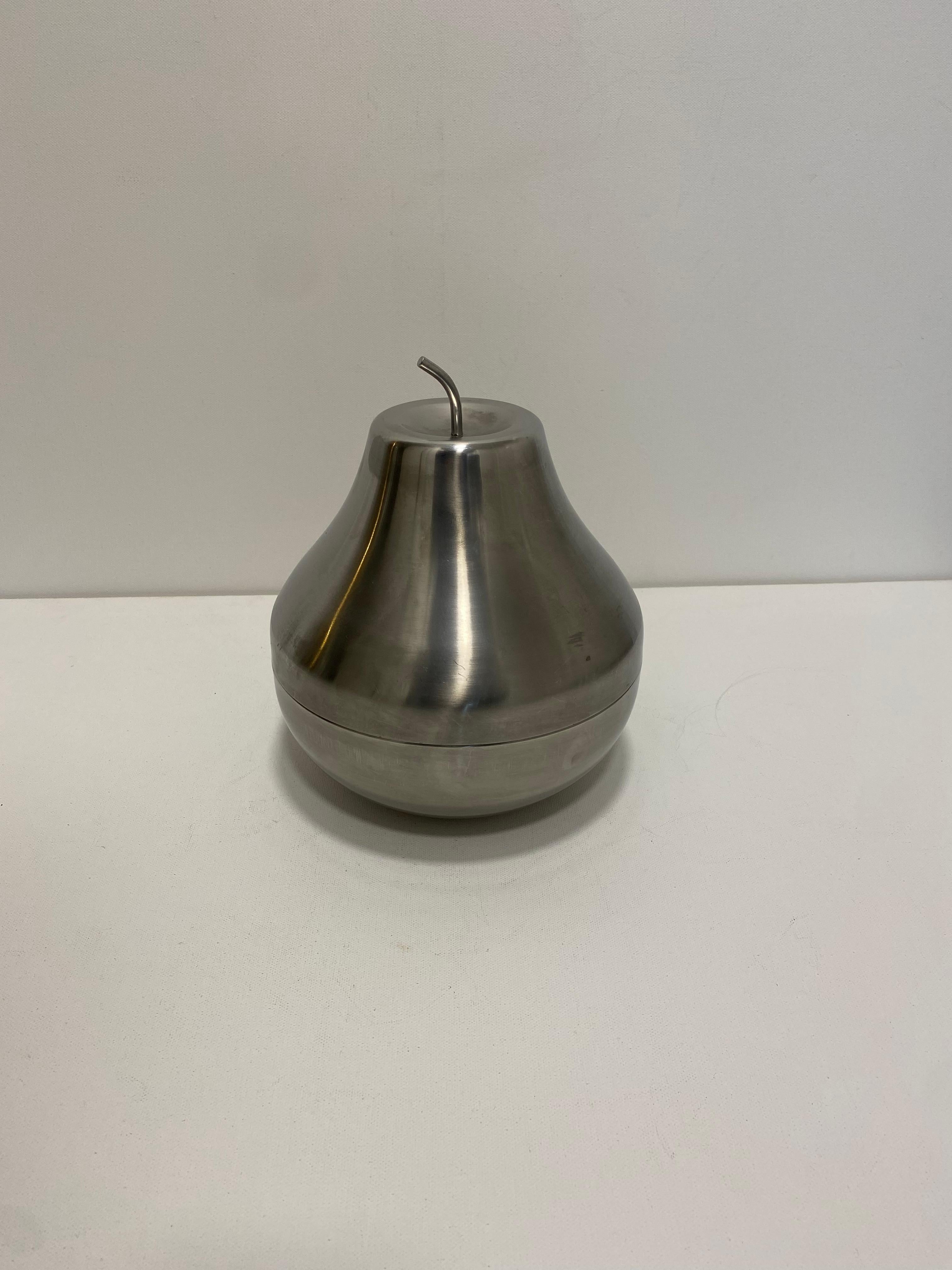 Morinox 18/10 Brushed Stainless Steel Pear Ice Bucket 1970s Drinks Vintage Italy For Sale 1