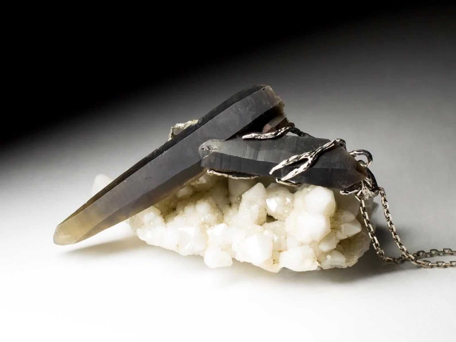 Morion crystal pendant Raw Black Quartz Gemstone Unisex protective amulet For Sale 5