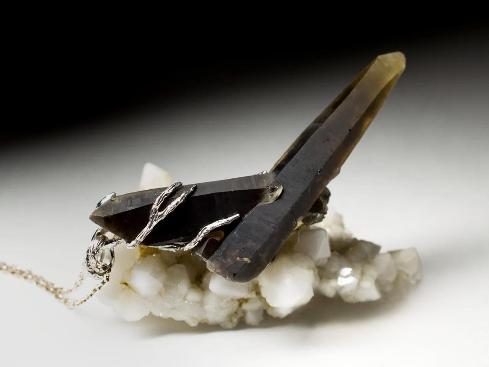 Morion crystal pendant Raw Black Quartz Gemstone Unisex protective amulet For Sale 6
