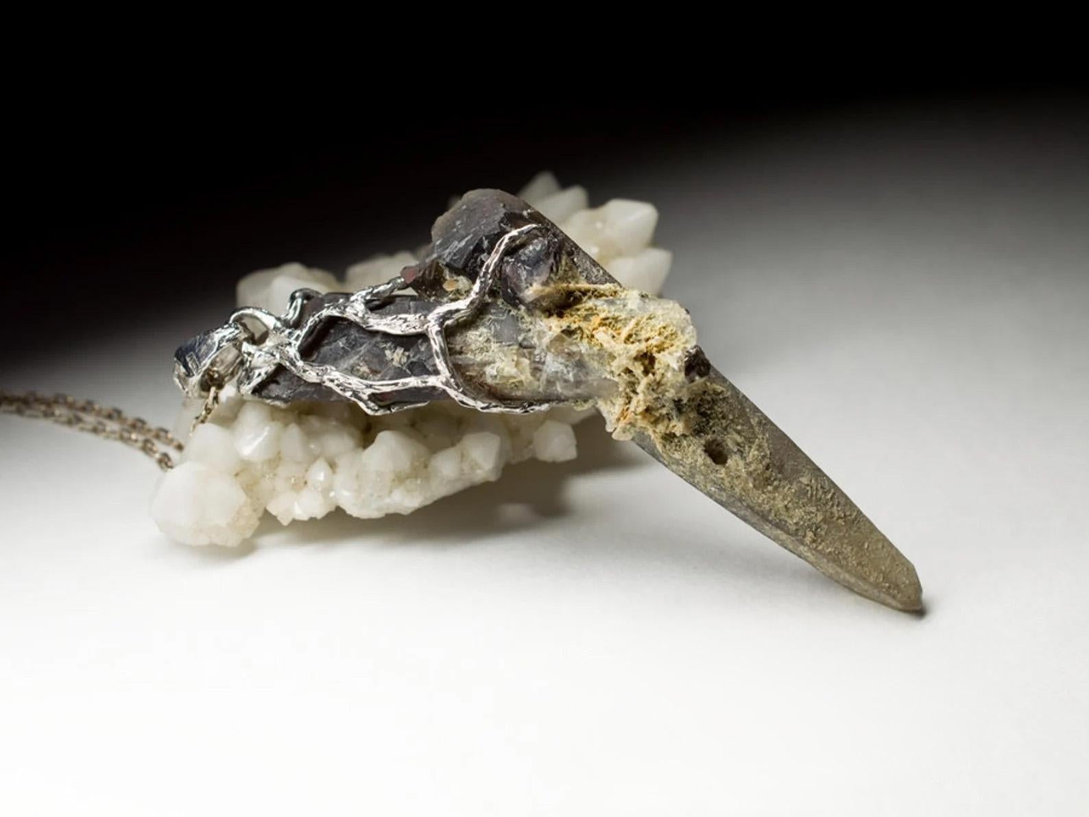 Morion crystal pendant Raw Black Quartz Gemstone Unisex protective amulet For Sale 3
